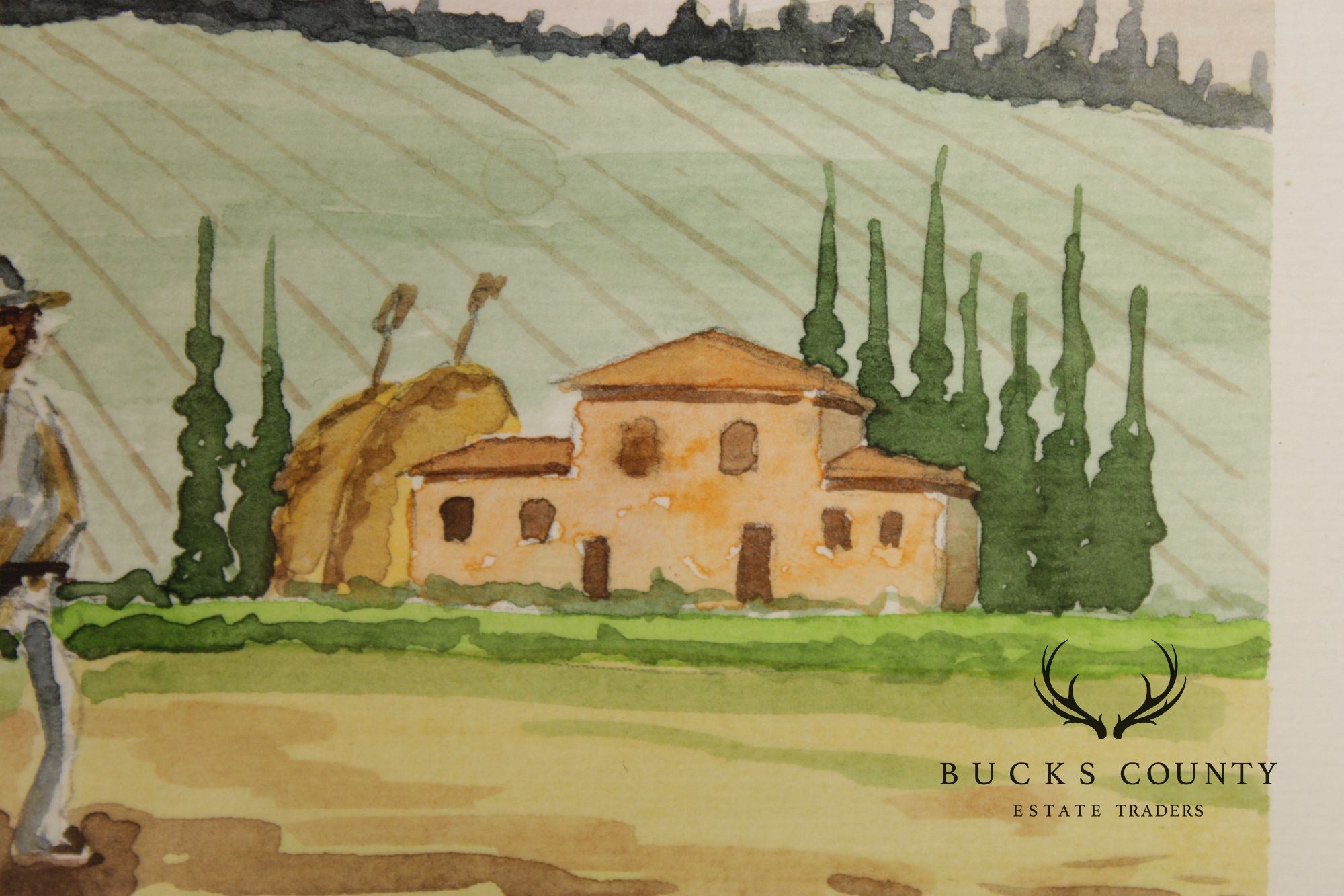 Lorenzo Castaneda Framed Watercolor, 'Old Tuscany'