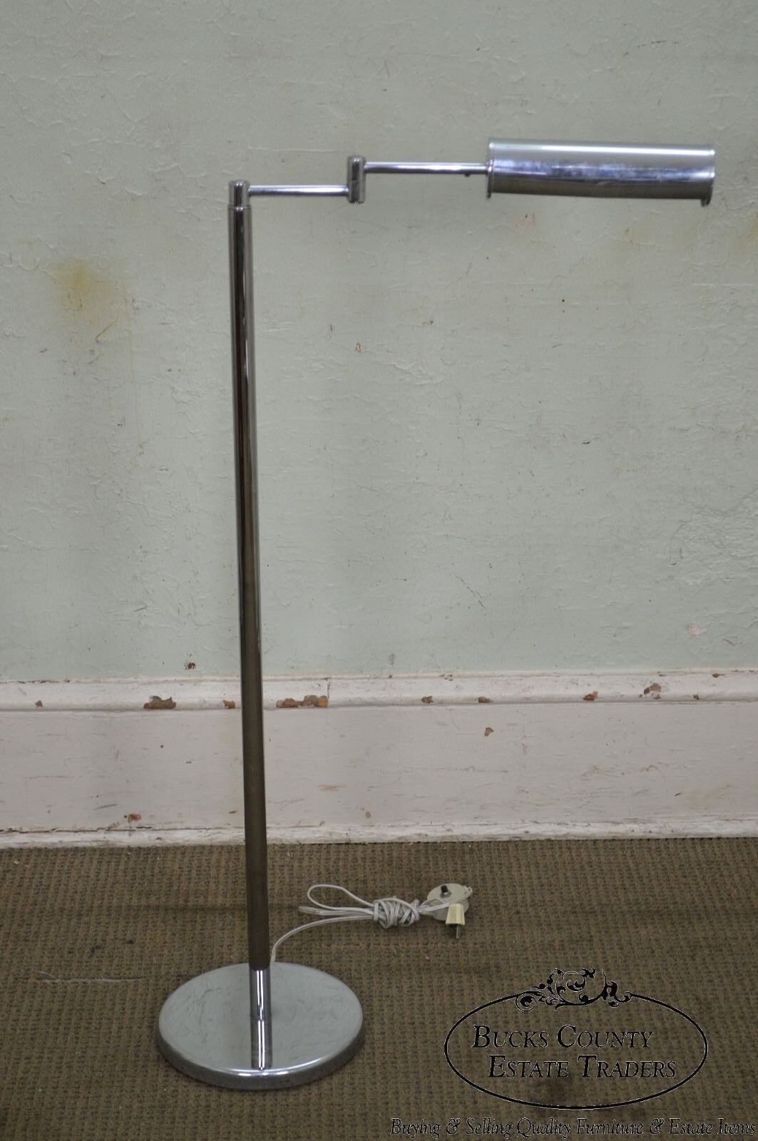 Nessen Studios Mid Century Modern 1960s Chrome Swing Arm Floor Lamp