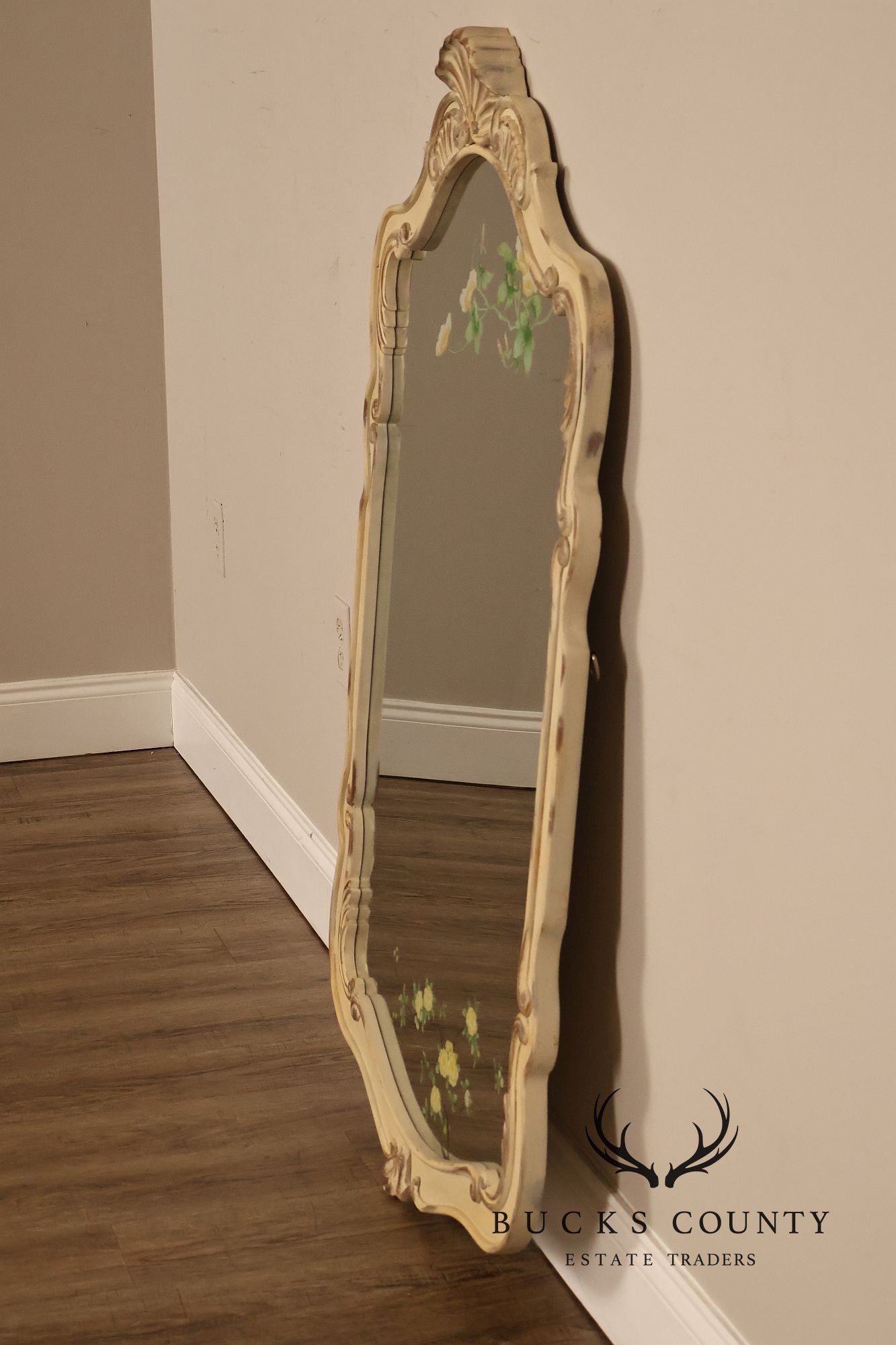 French Provincial Style Paint Decorated Wall Mirror