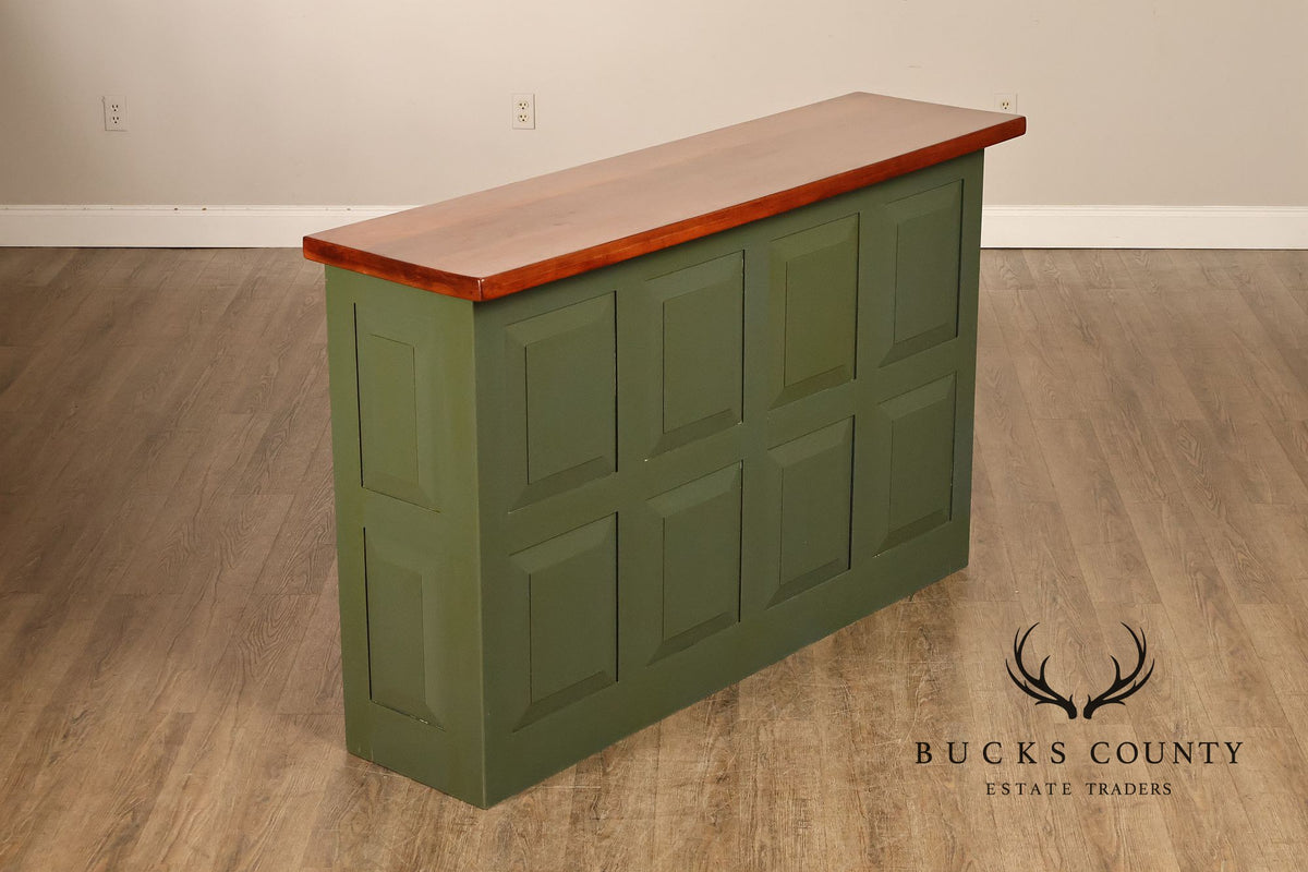 Custom Painted Wood Bar With Solid Wood Top