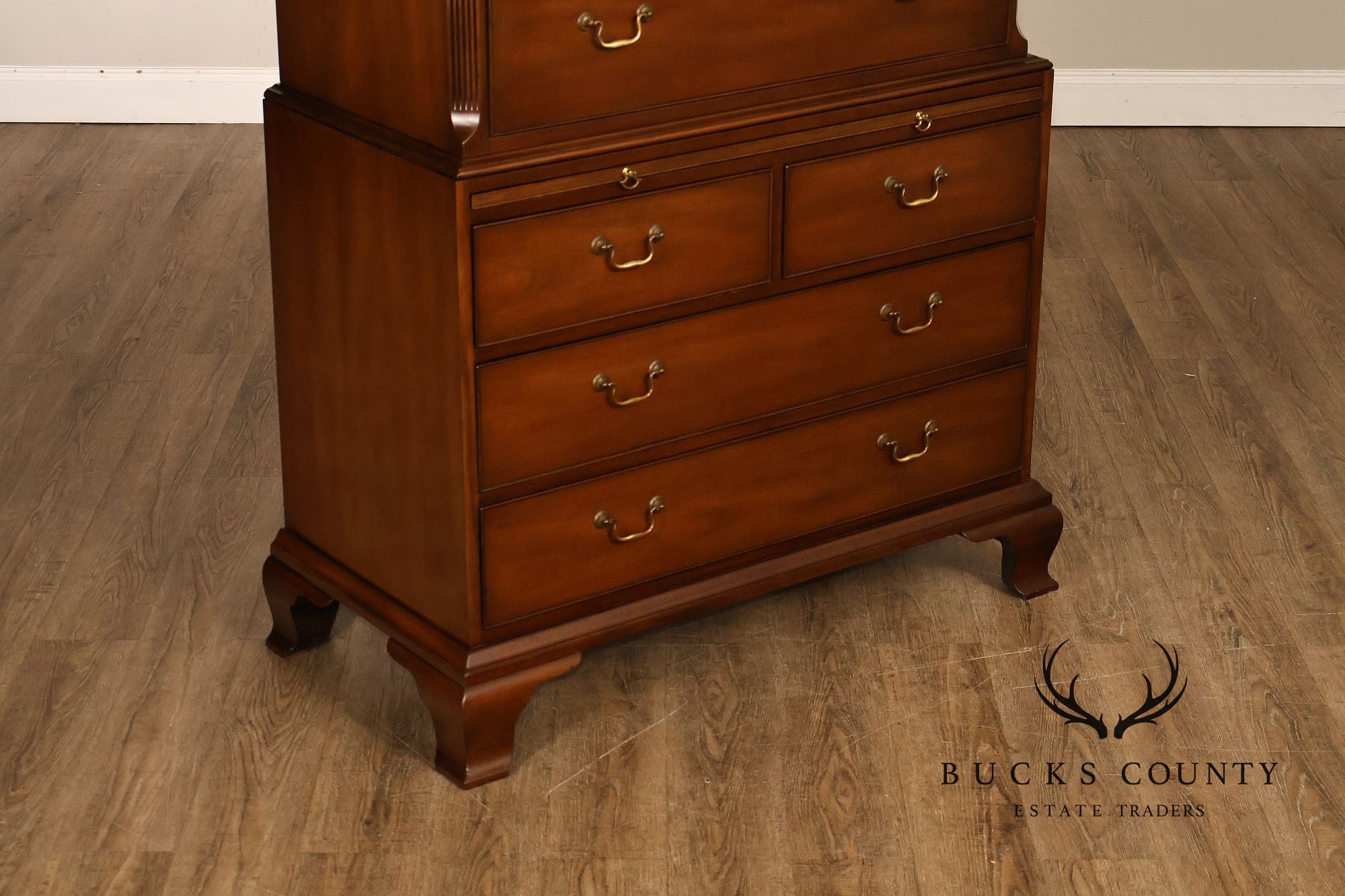 Kittinger Mahogany 10 Drawer Chippendale Style Chest-on-Chest Tall Dresser