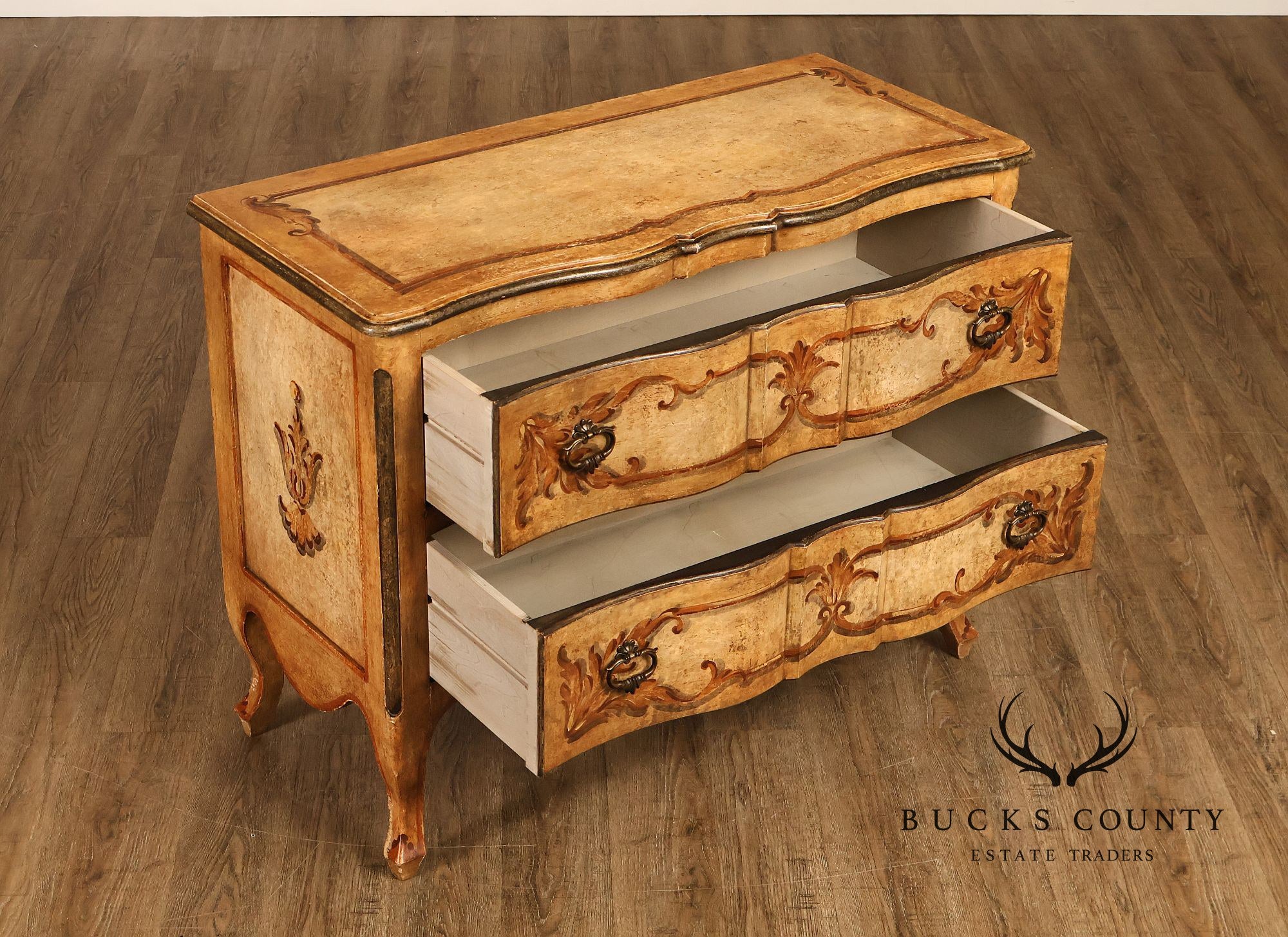 Rococo Style Painted Bombe Chest Of Drawers