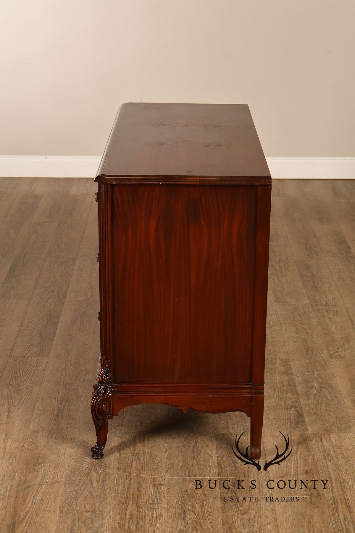 French Louis XV Style Flame Mahogany Dresser Chest