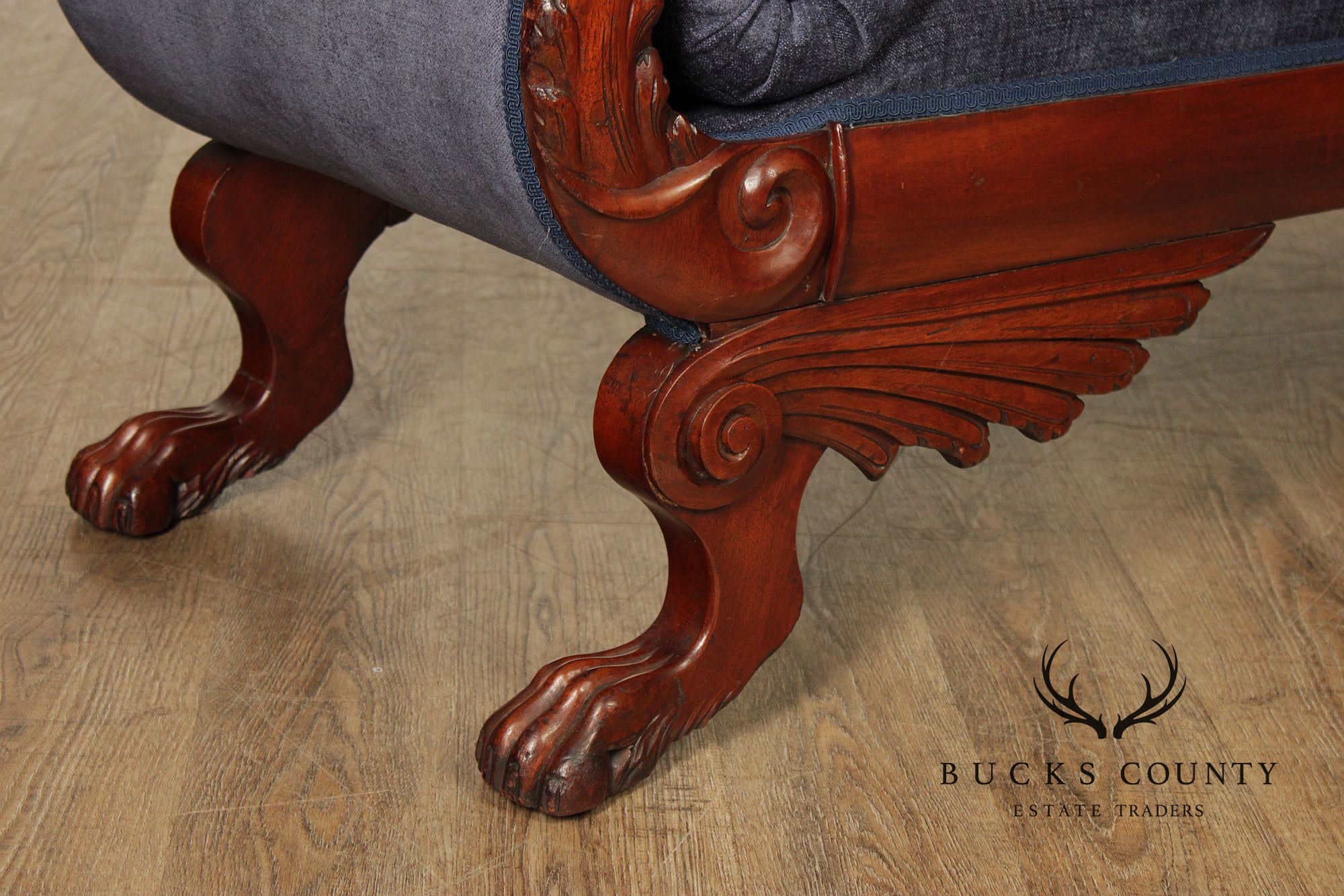 Antique American Carved Mahogany Classical Empire Sofa