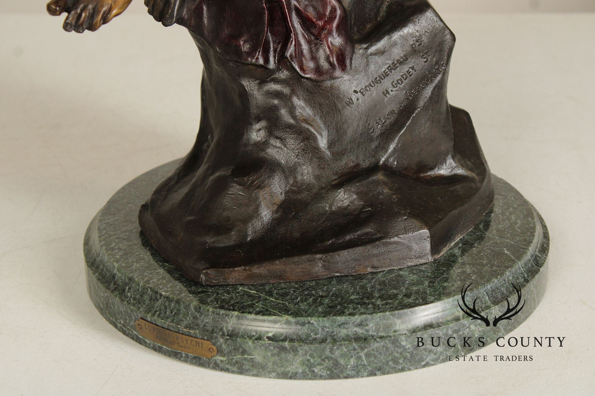 Henri Godet Bronze Statue, 'Cupid & Psyche'