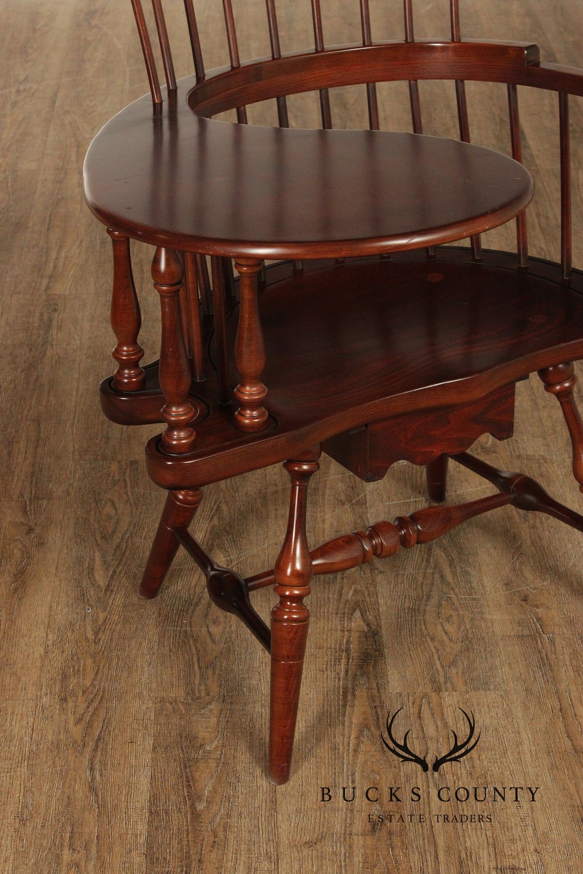 Vintage Duckloe Comb Back Windsor Style Writing Armchair With Storage Drawer