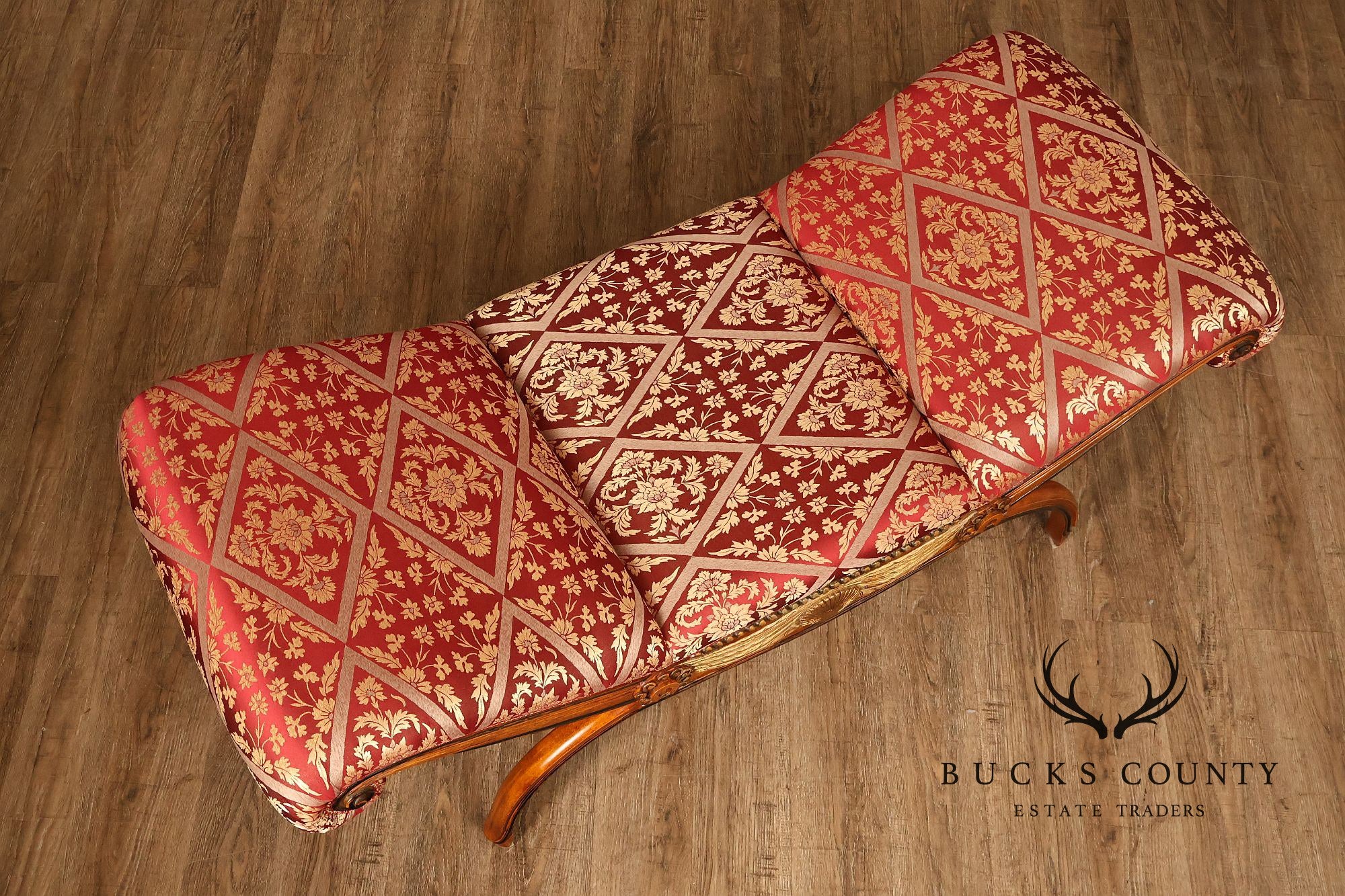 Neoclassical Style Carved Upholstered Recamier Bench