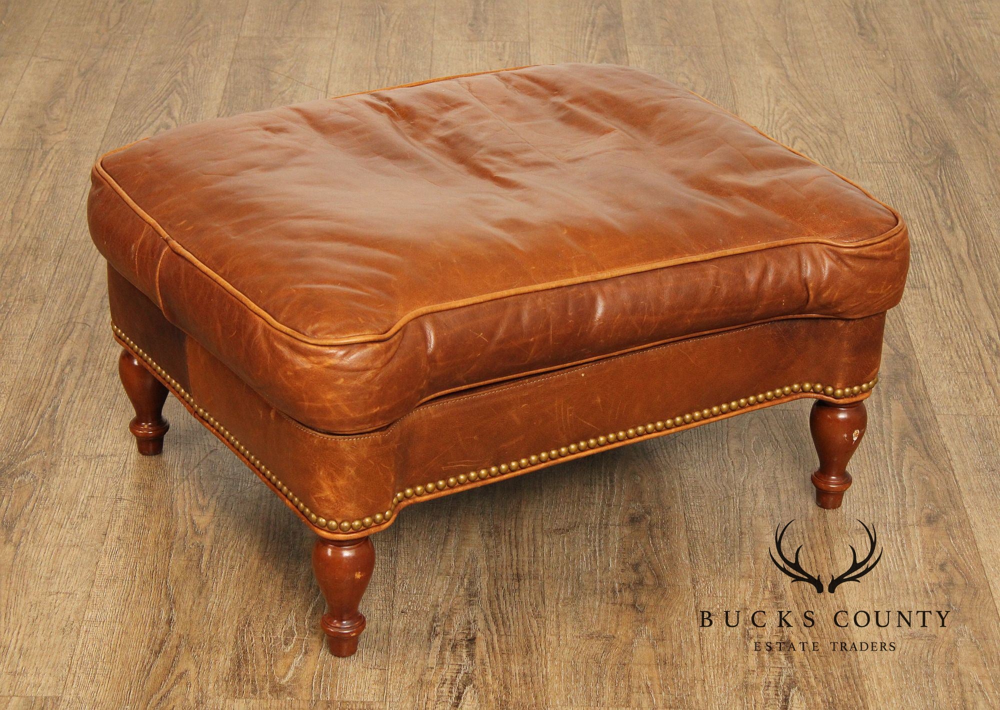 Hancock & Moore English Traditional Style Leather Ottoman