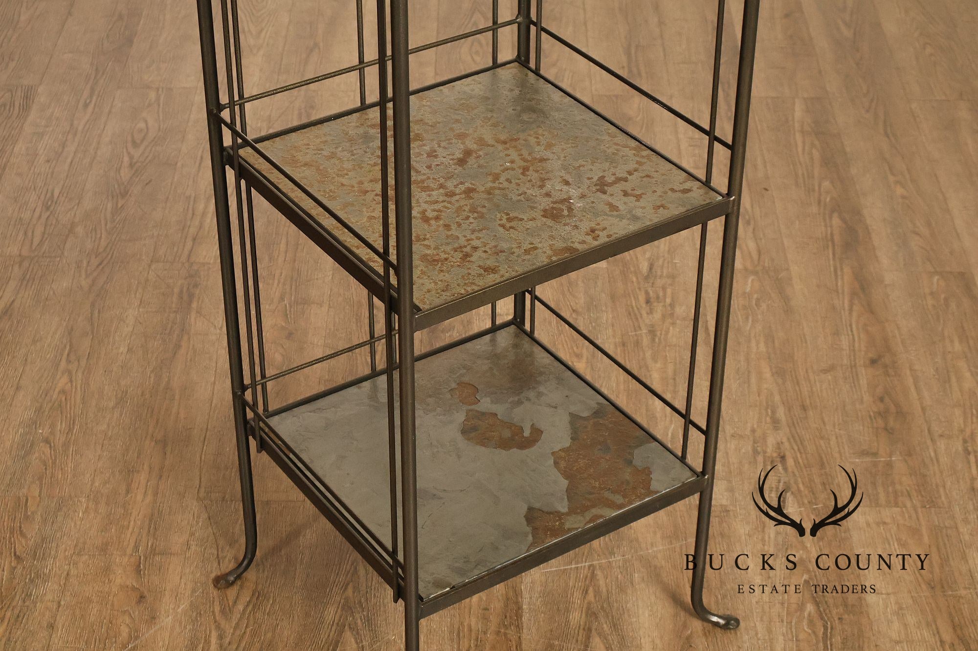 Charleston Forge Iron Etagere Four Tier Baker's Rack With Slate Shelves