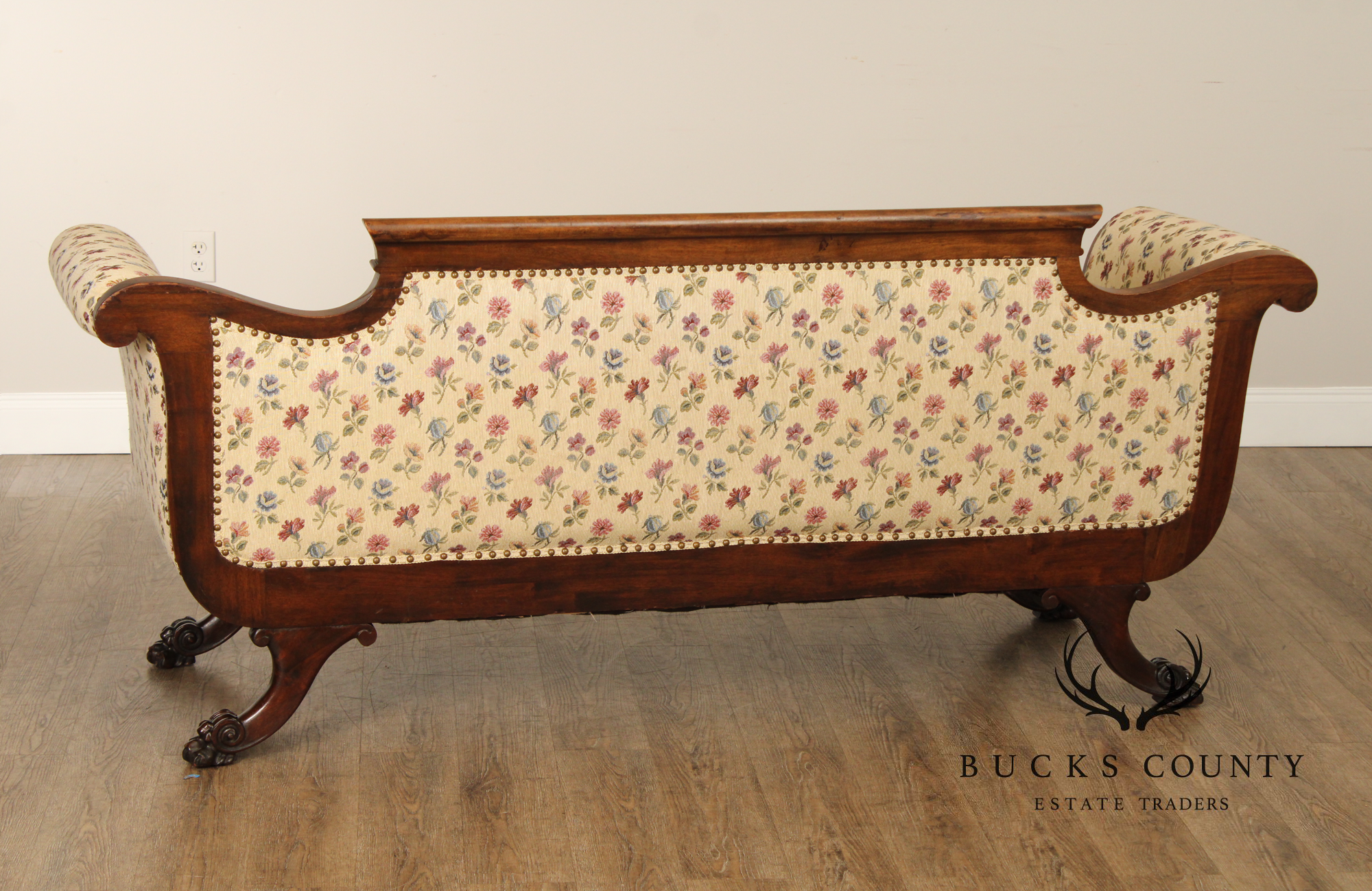 Antique American Empire Carved Mahogany Sofa