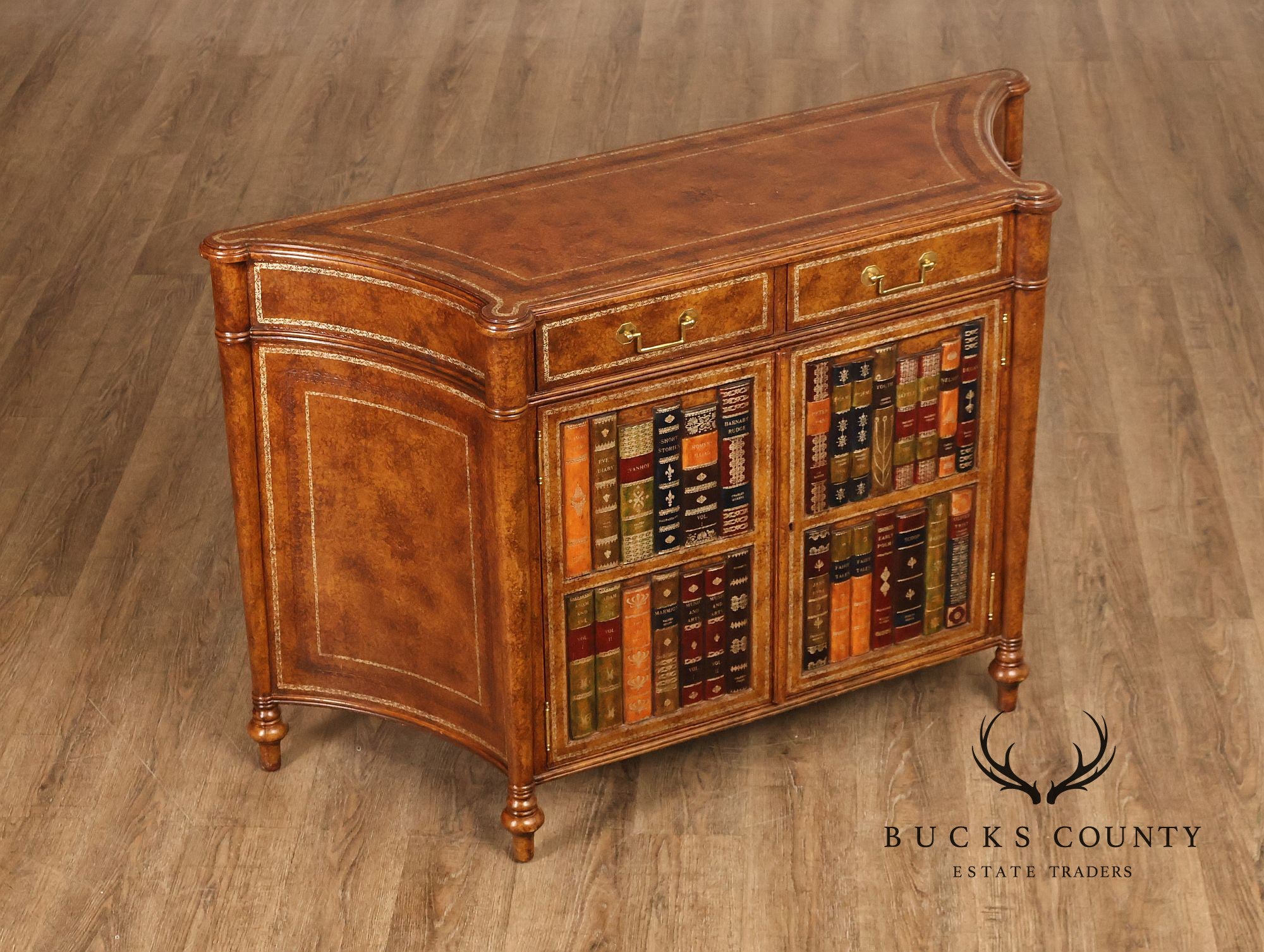 Maitland Smith Leather Wrapped Commode Cabinet