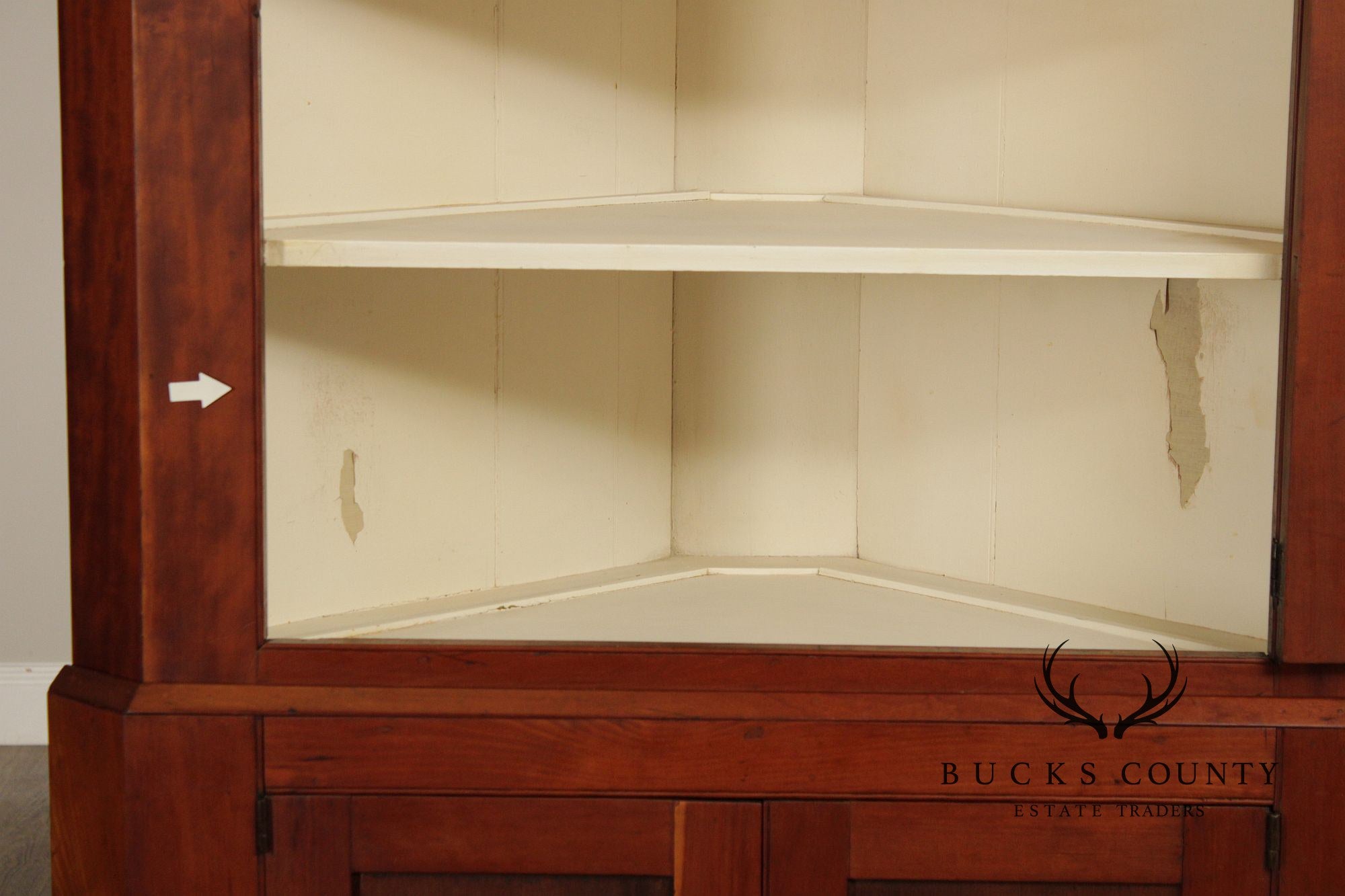 Antique American Cherry Two Piece Corner Cupboard