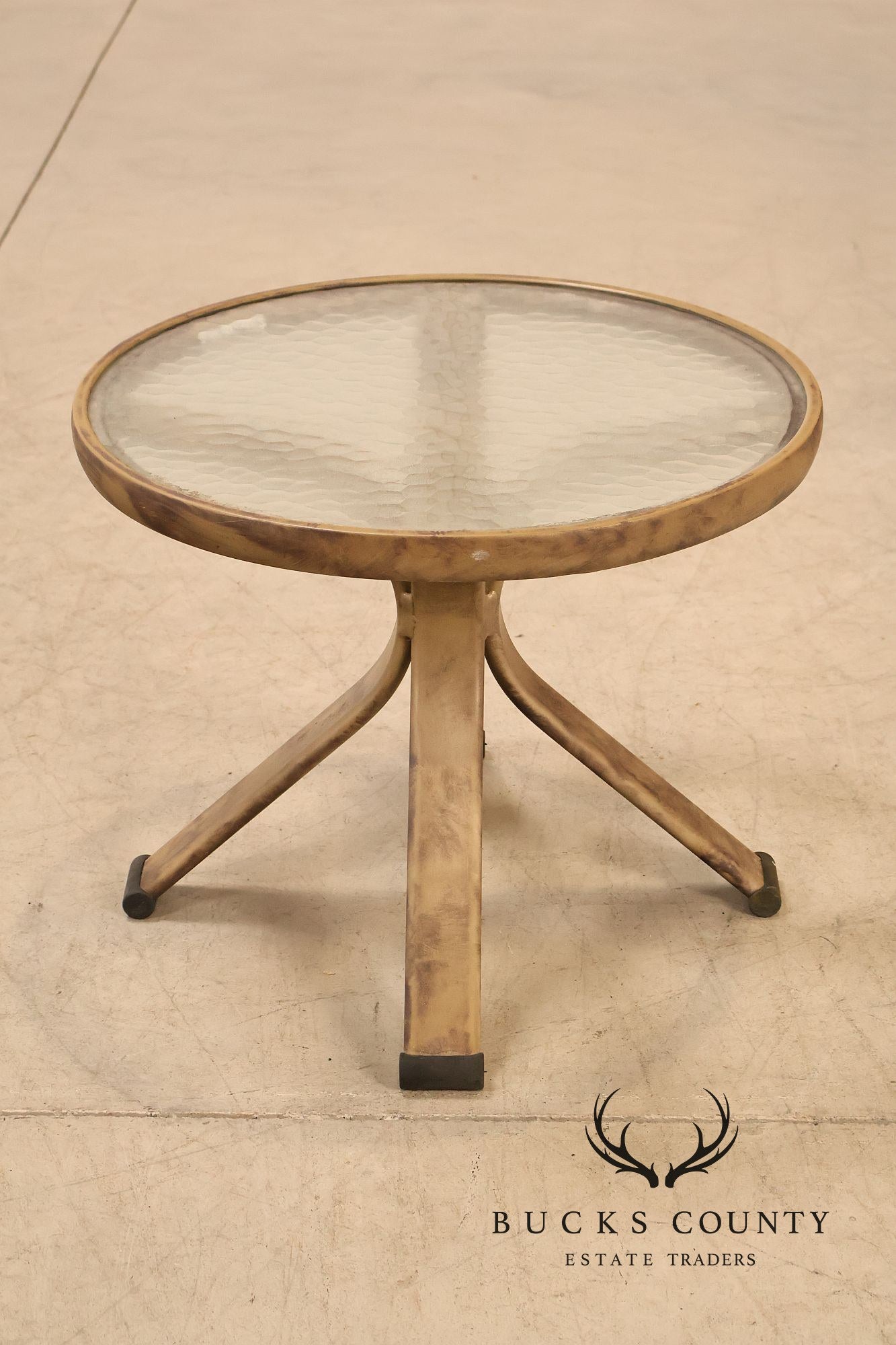 Brown Jordan Pair of Outdoor Round Glass Top Side Tables