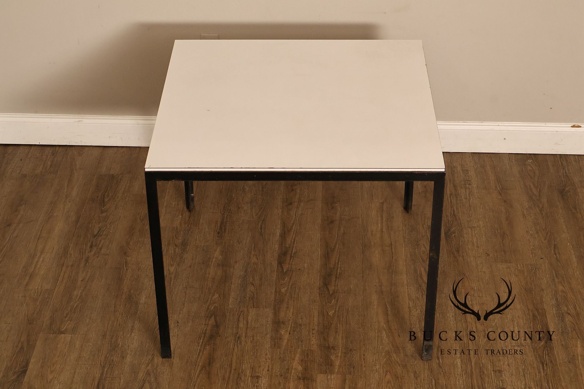 Vintage Knoll Associates Mid Century Modern White Laminate And Black Metal Dining Table
