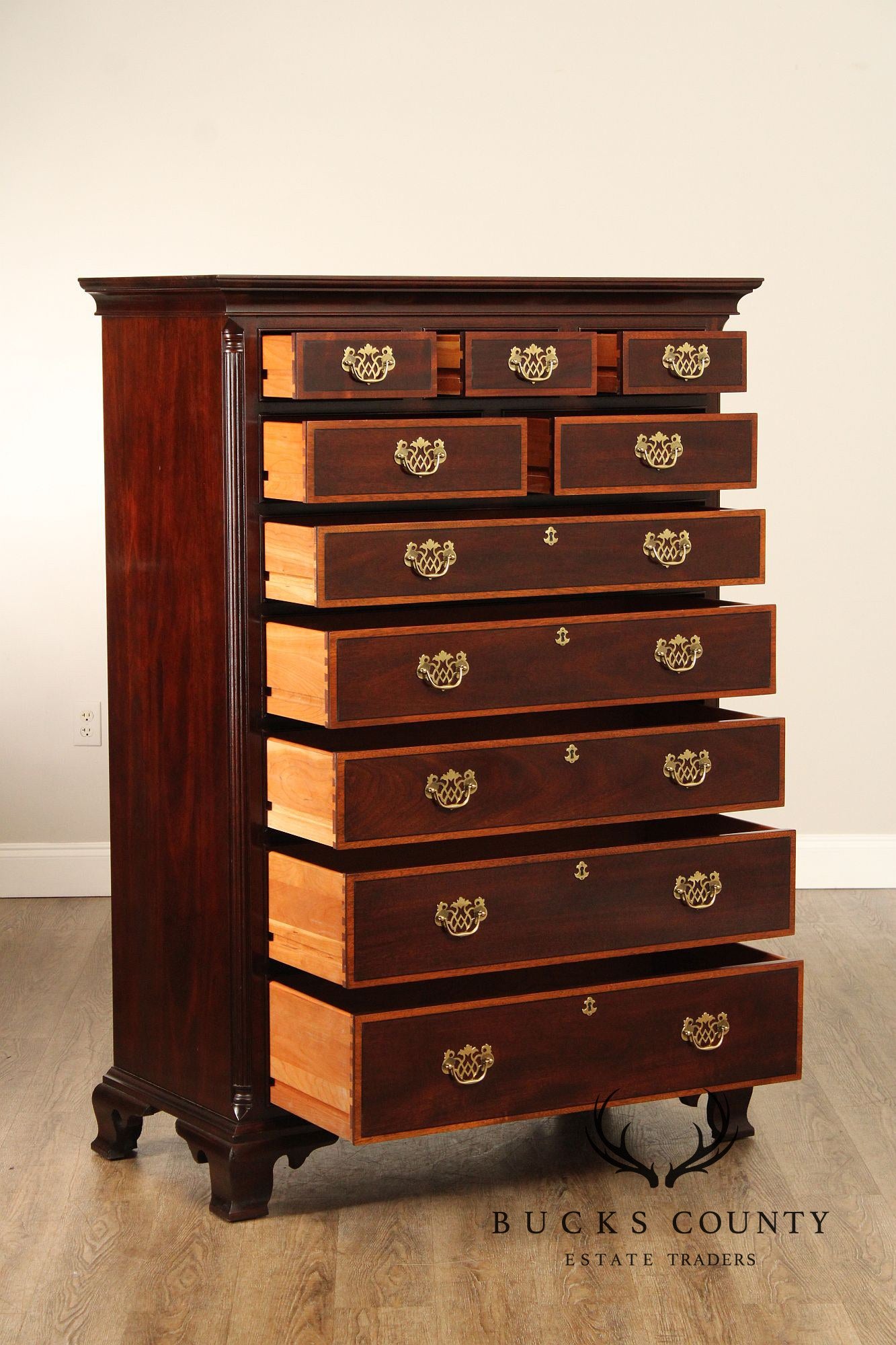 Stickley Georgian Style Inlaid Mahogany Tall Chest