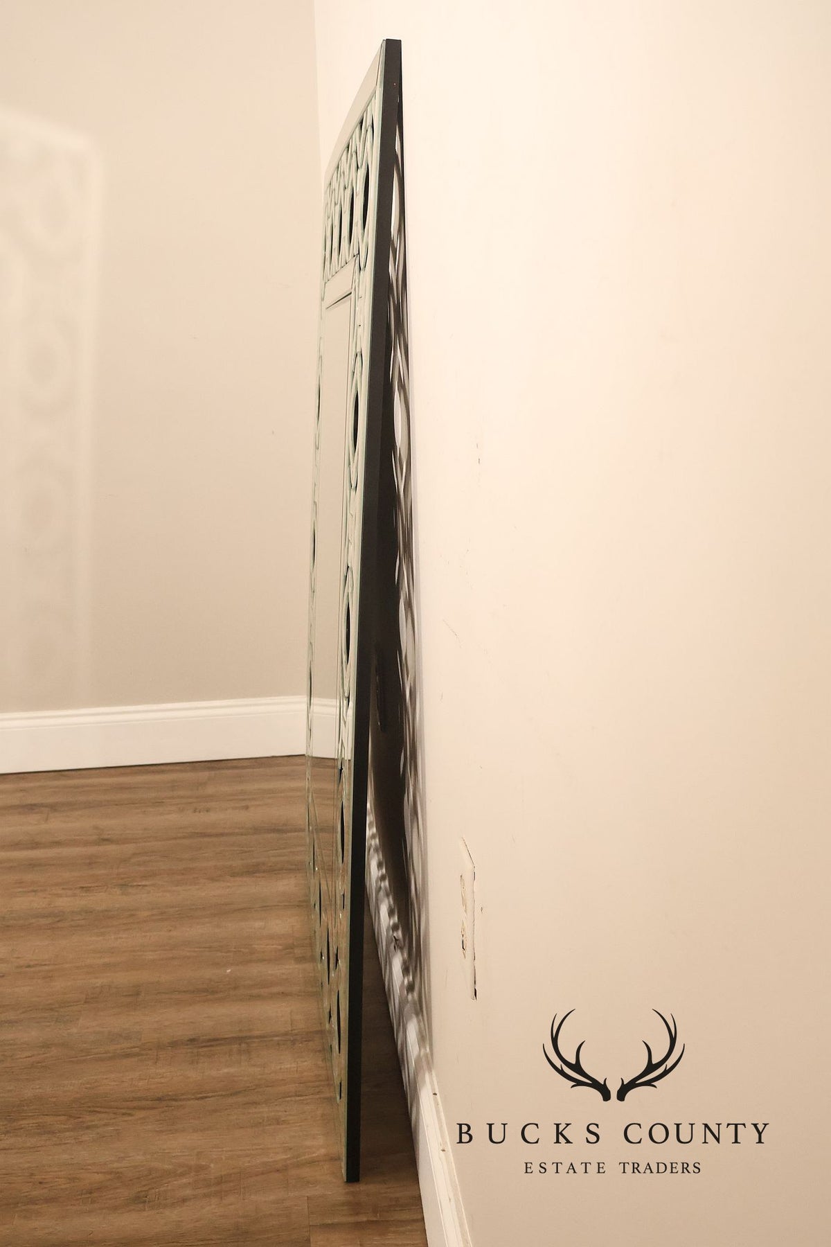 Bassett Hollywood Regency Wall Mirror With Geometric Fretwork