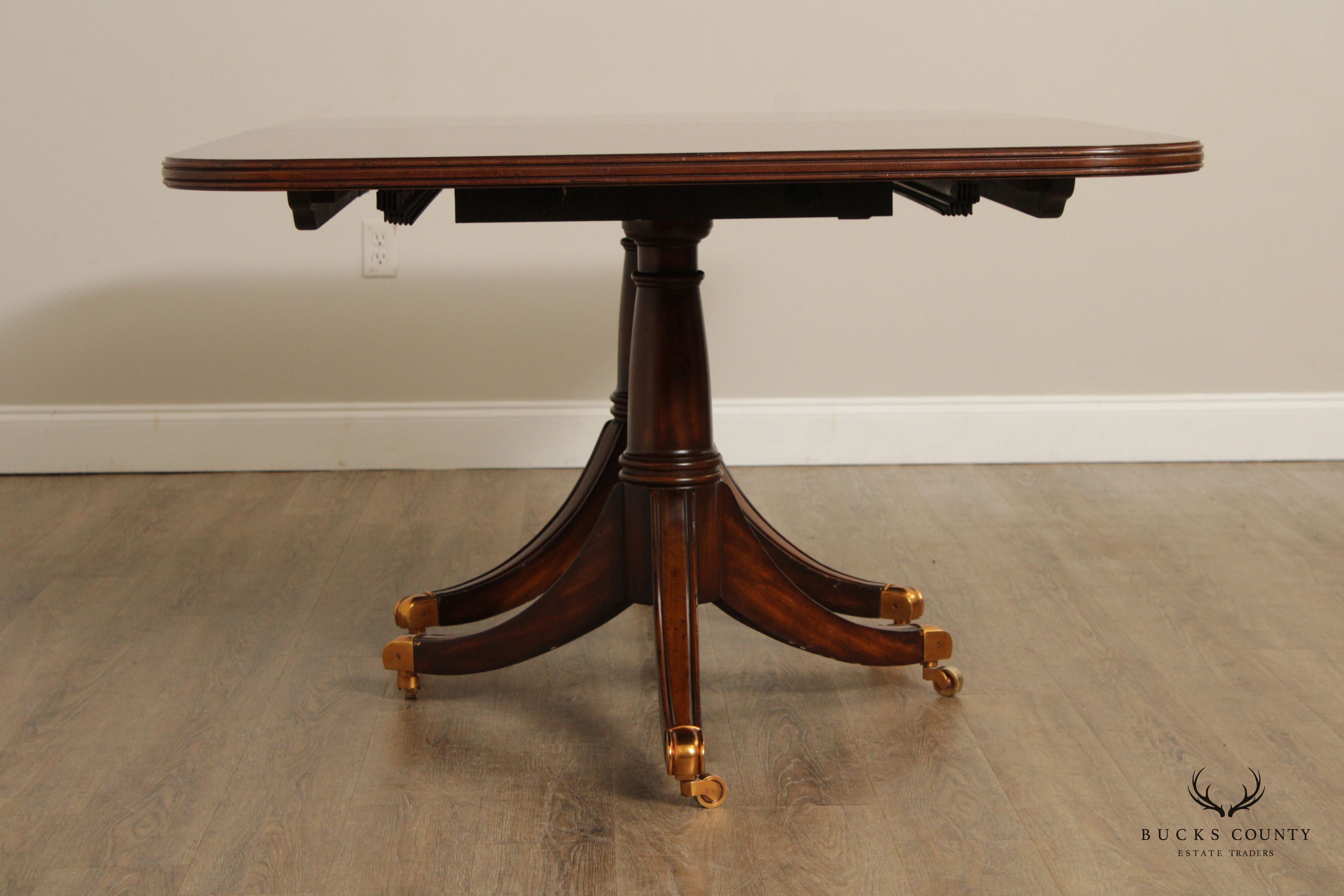 MAITLAND SMITH REGENCY FLAME MAHOGANY PEDESTAL DINING TABLE