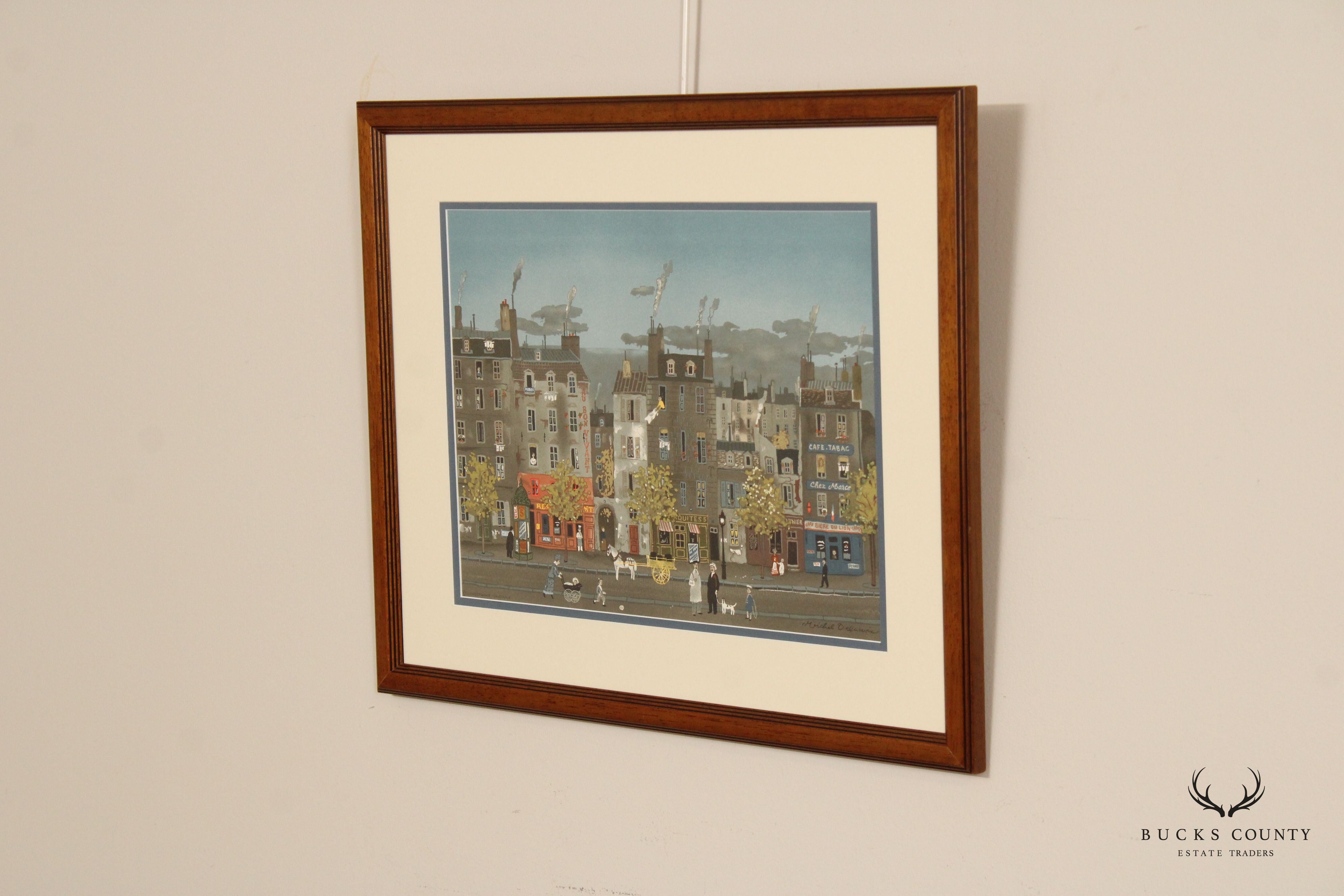 Michel Delacroix 'L'Homme Sandwich' Framed Colored Lithograph