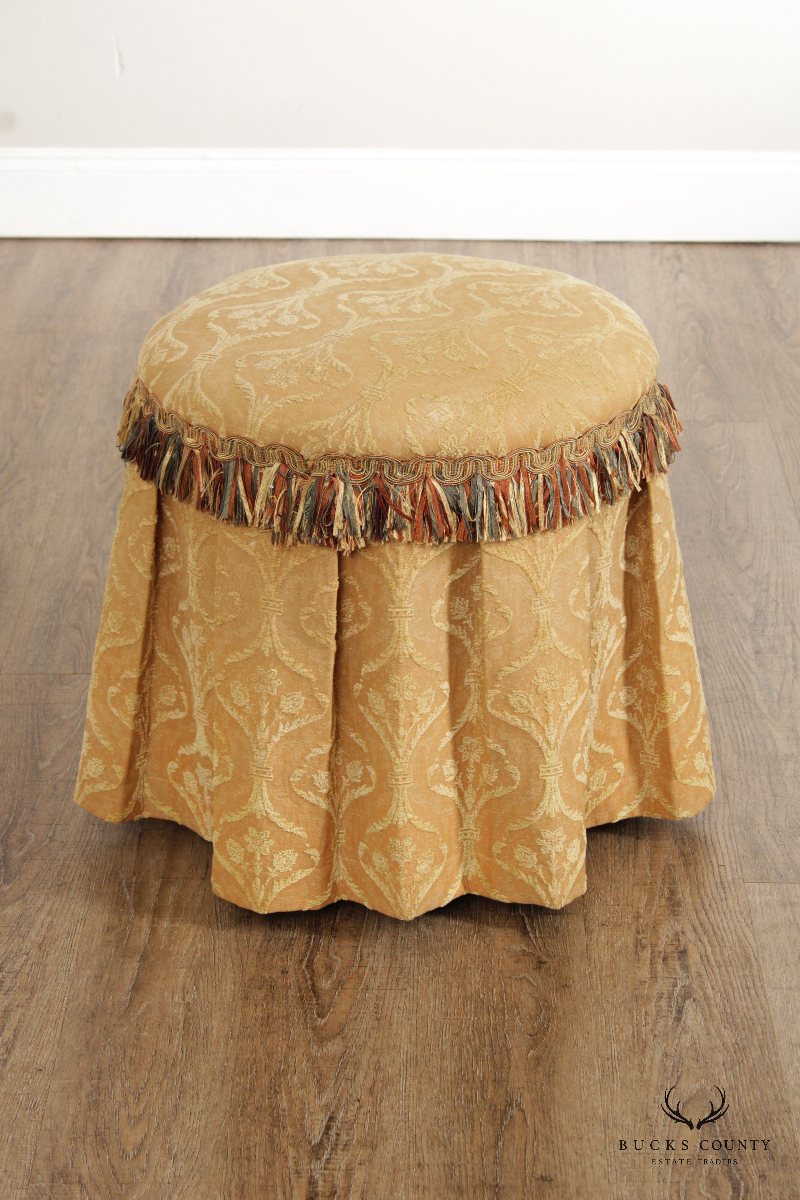 Traditional Custom Upholstered Round Vanity Stool
