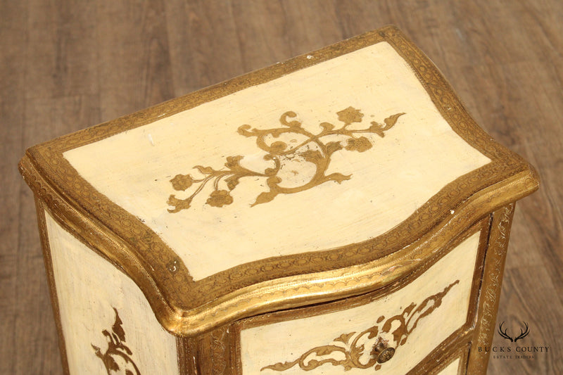Italian Florentine Style Two-Drawer Side Table or Nightstand