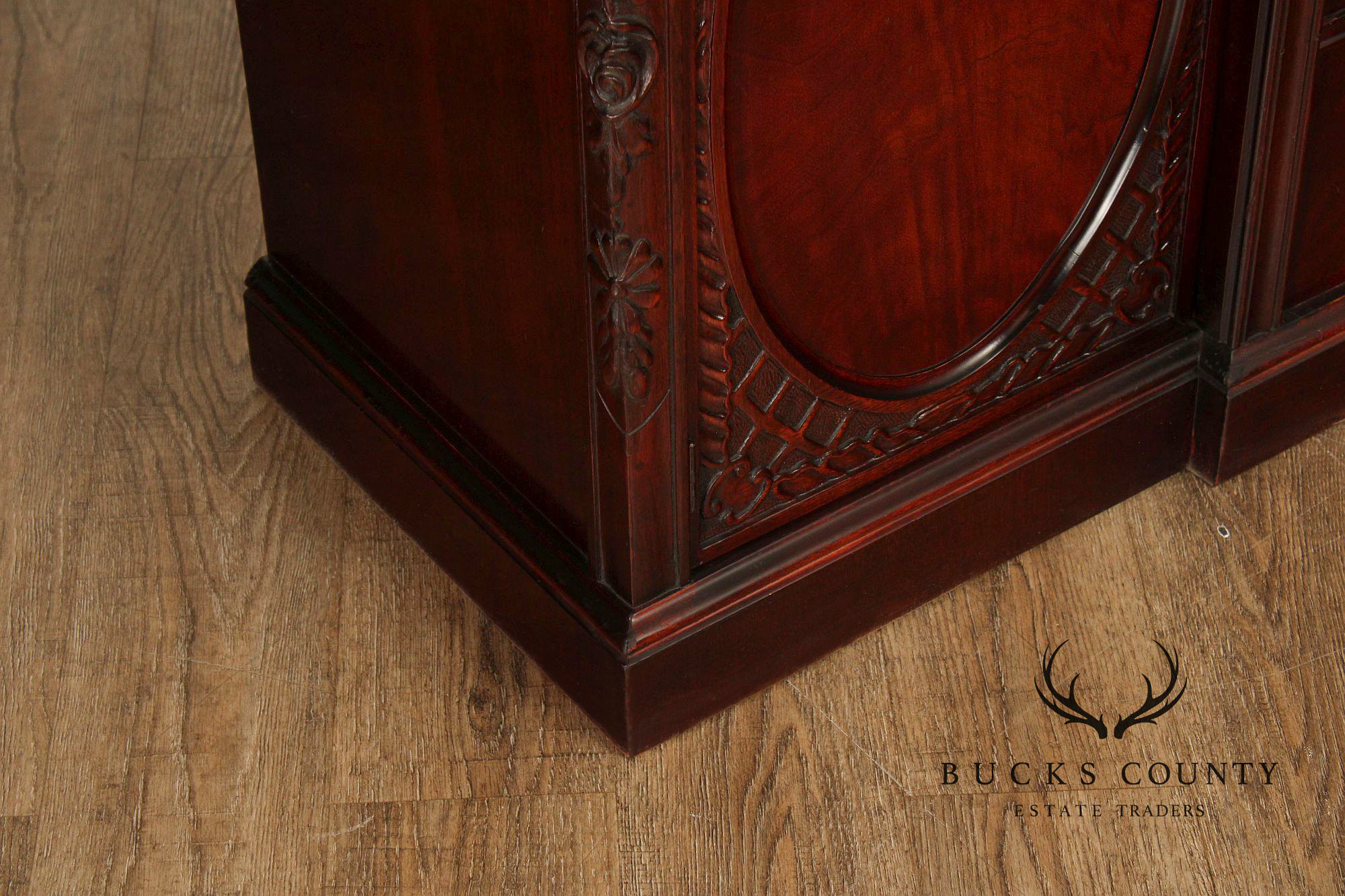 1940's Vintage Carved Mahogany China Cabinet