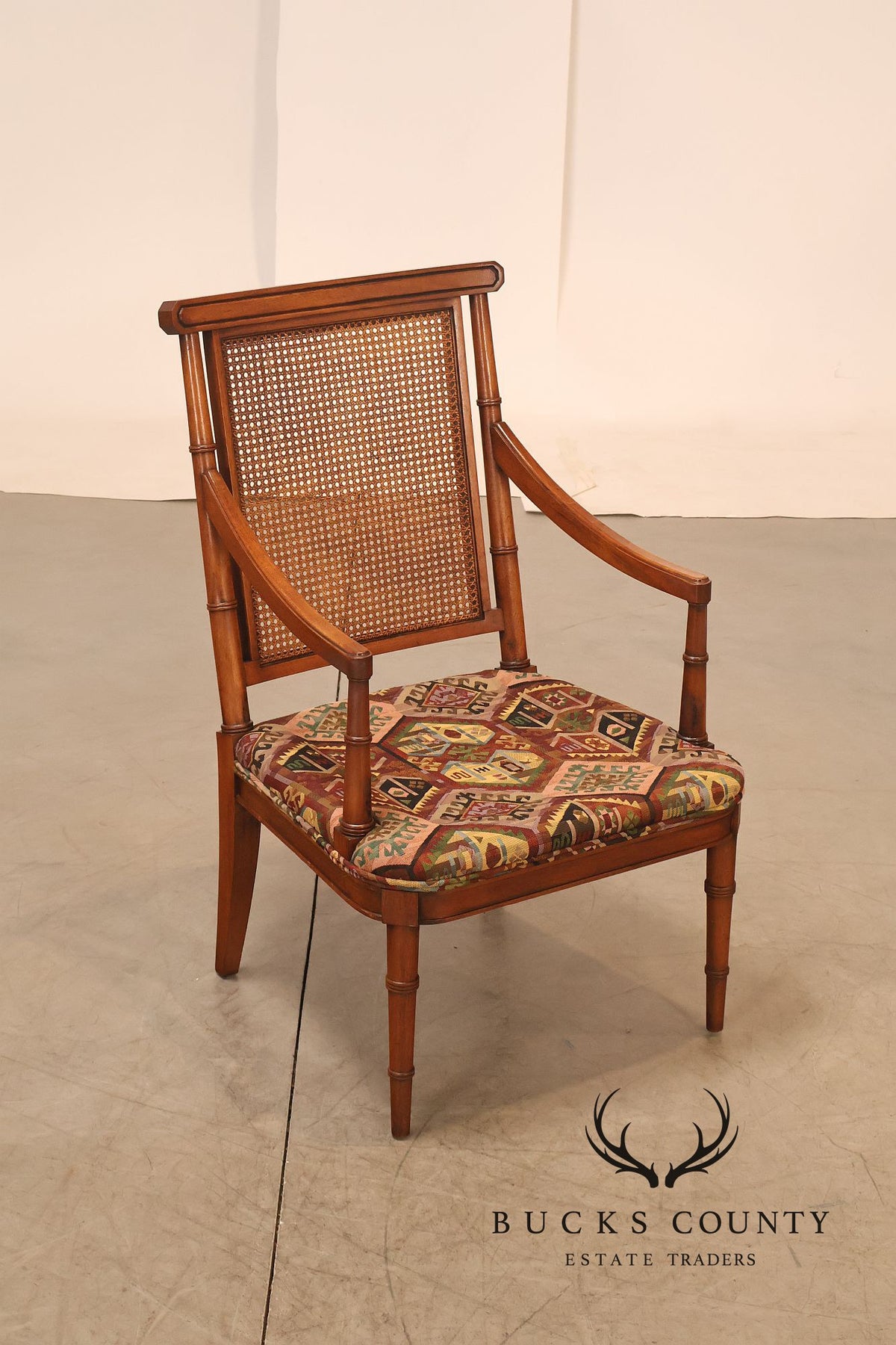 Mid Century Set of Four Cane Back Armchairs