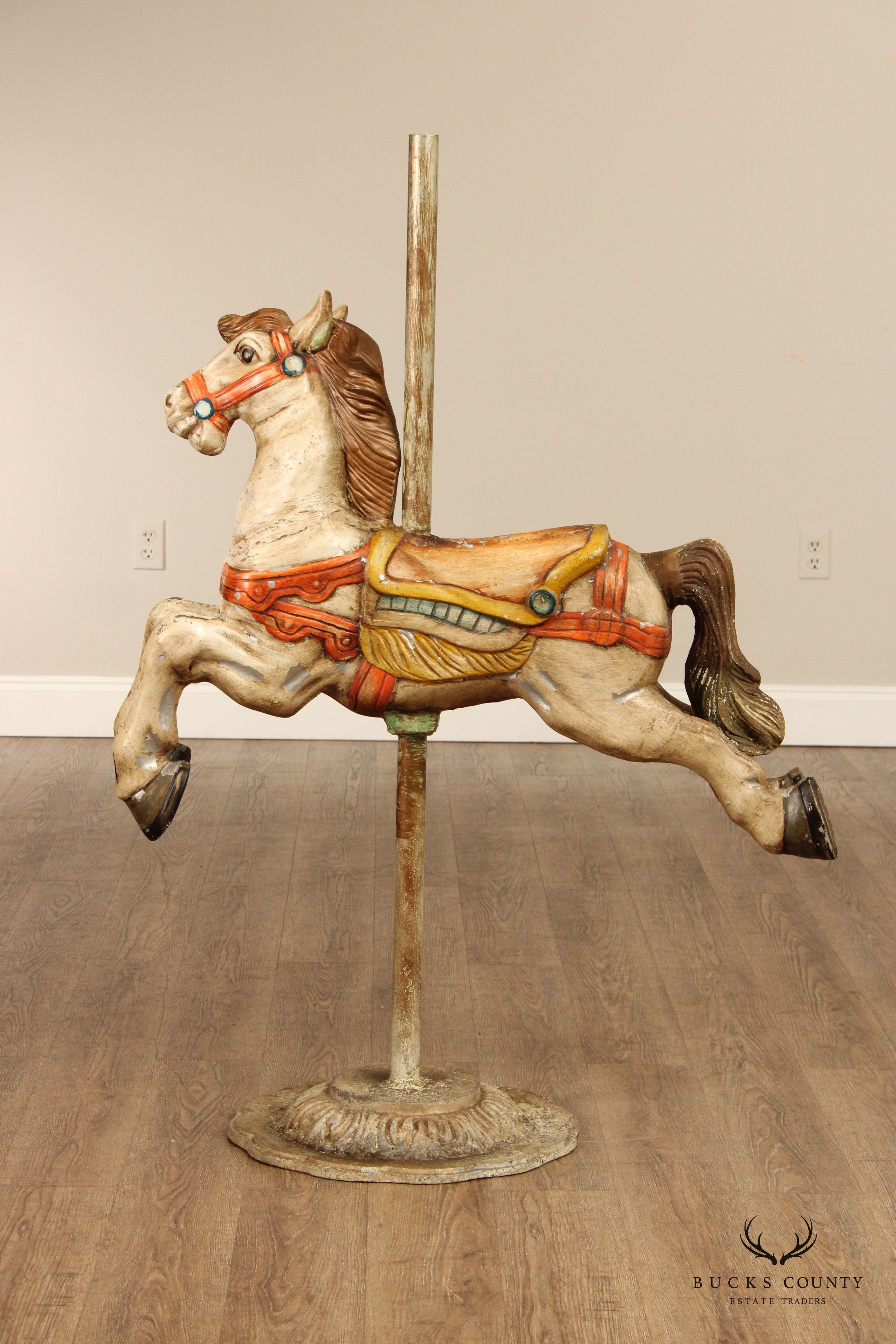 Vintage Painted Cast Aluminum Carousel Horse