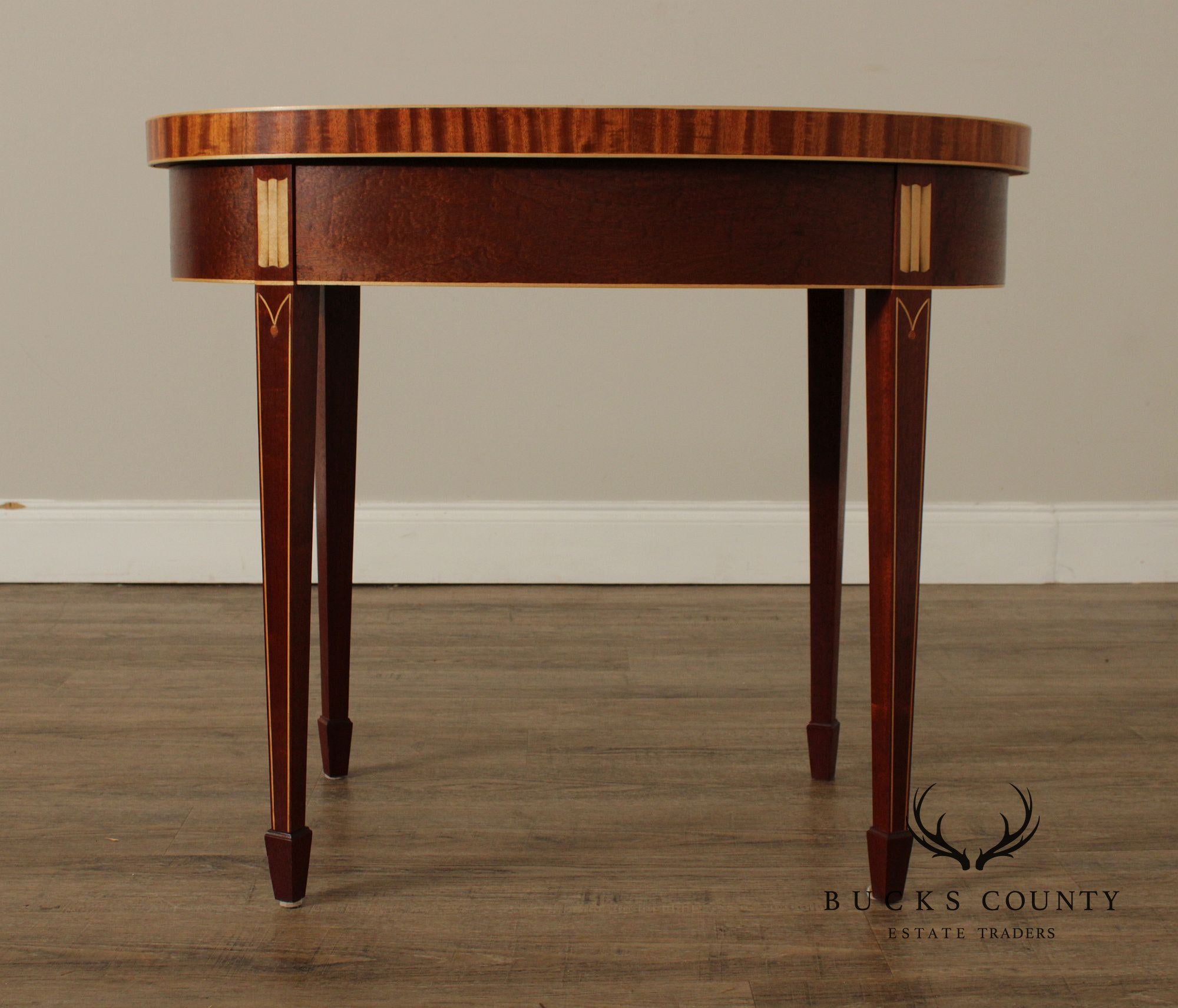 Federal Style Inlaid Mahogany Hand Crafted Oval Side Table