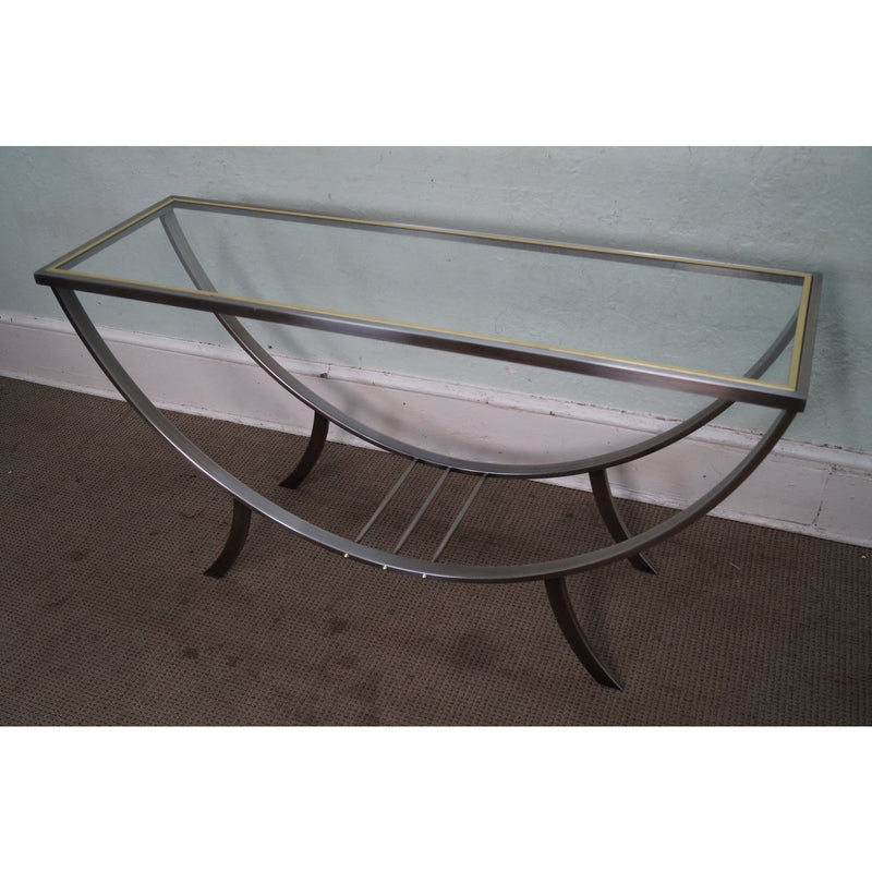 DIA Design Institute of America Brushed Metal Brass & Glass Console Table