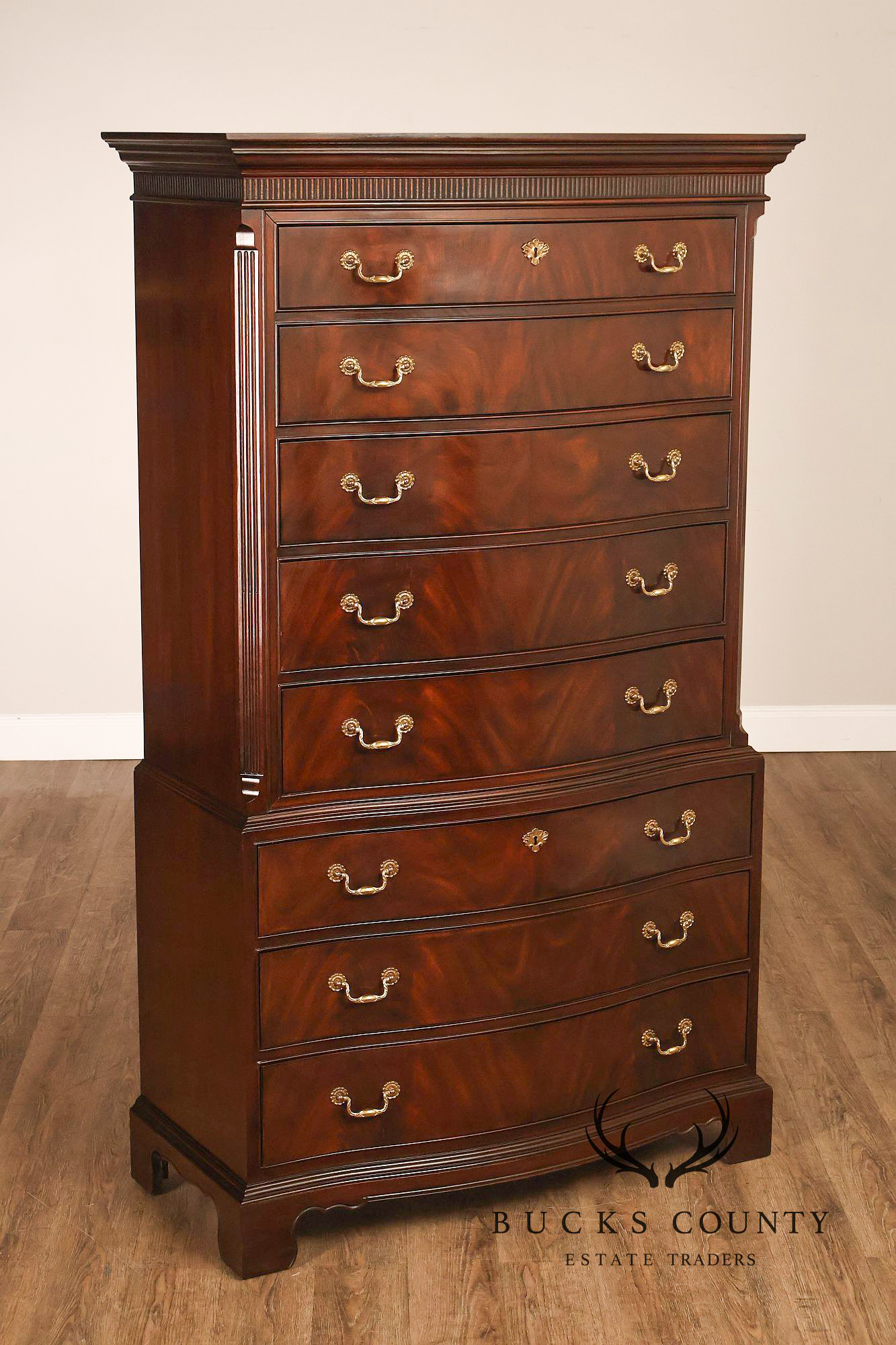 Drexel Heritage Chippendale Style Mahogany Eight Drawer Tall Chest