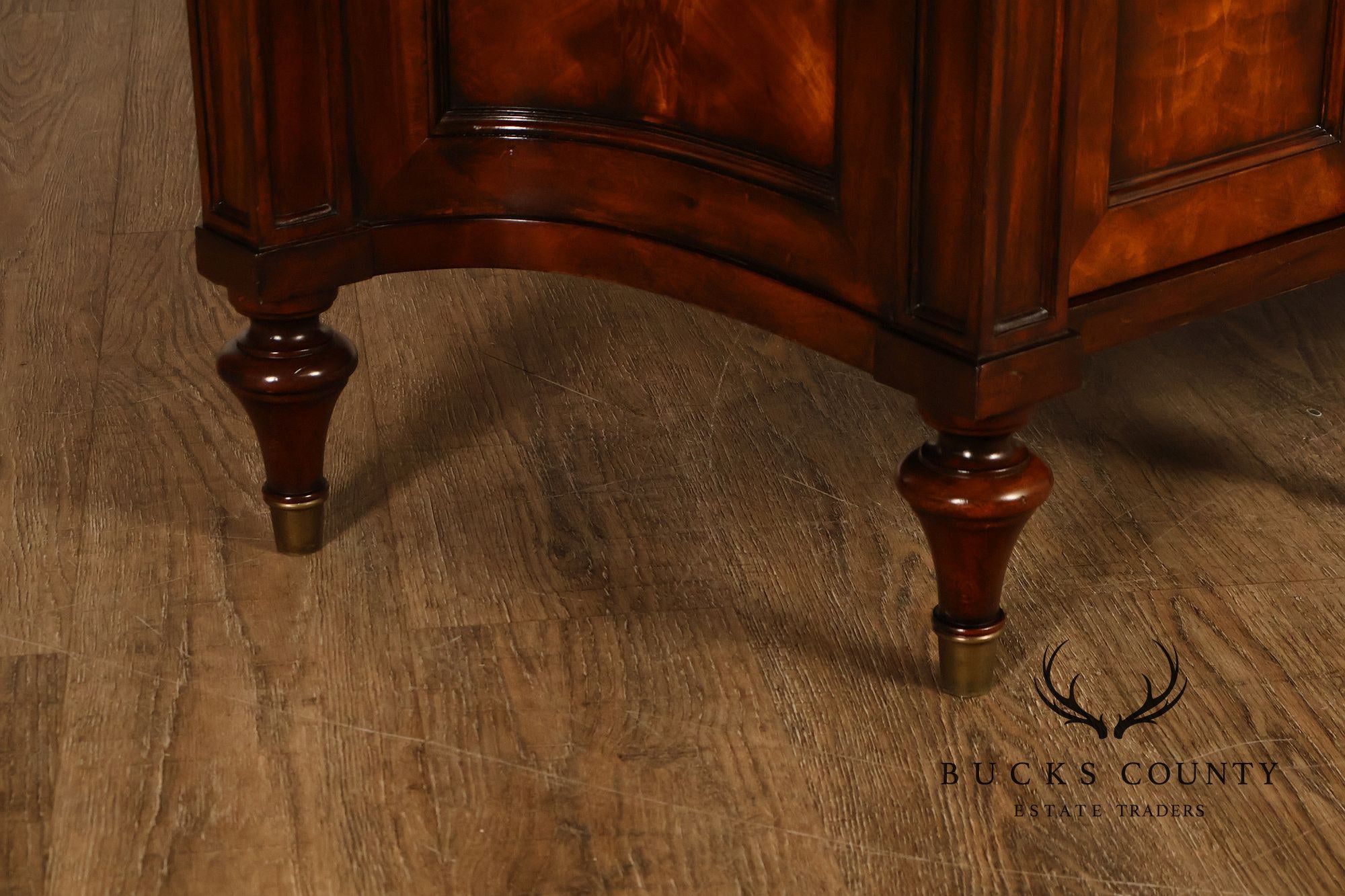 Theodore Alexander Replica Concave Mahogany And Burl Mahogany Sideboard Cabinet