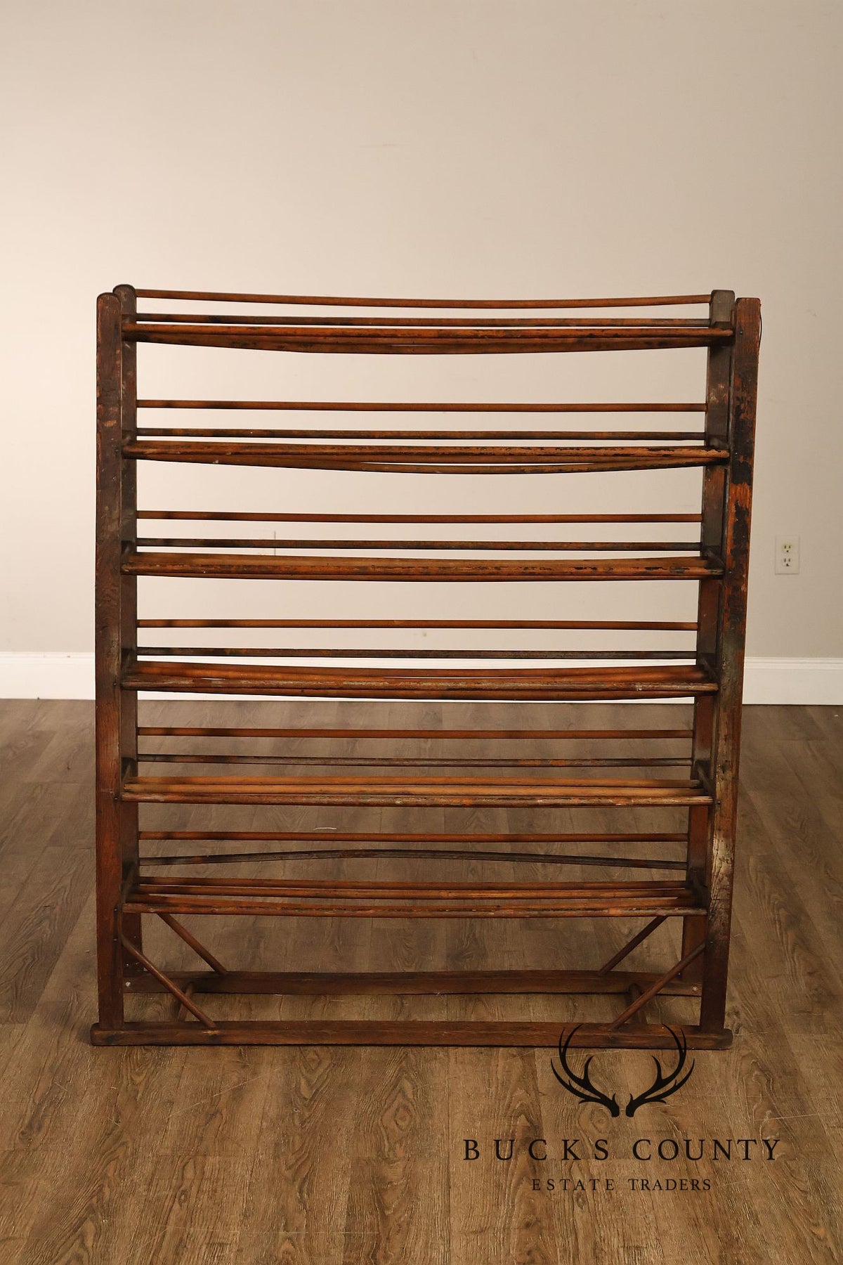 Antique Six-Tier Wooden Shoe Drying Rack
