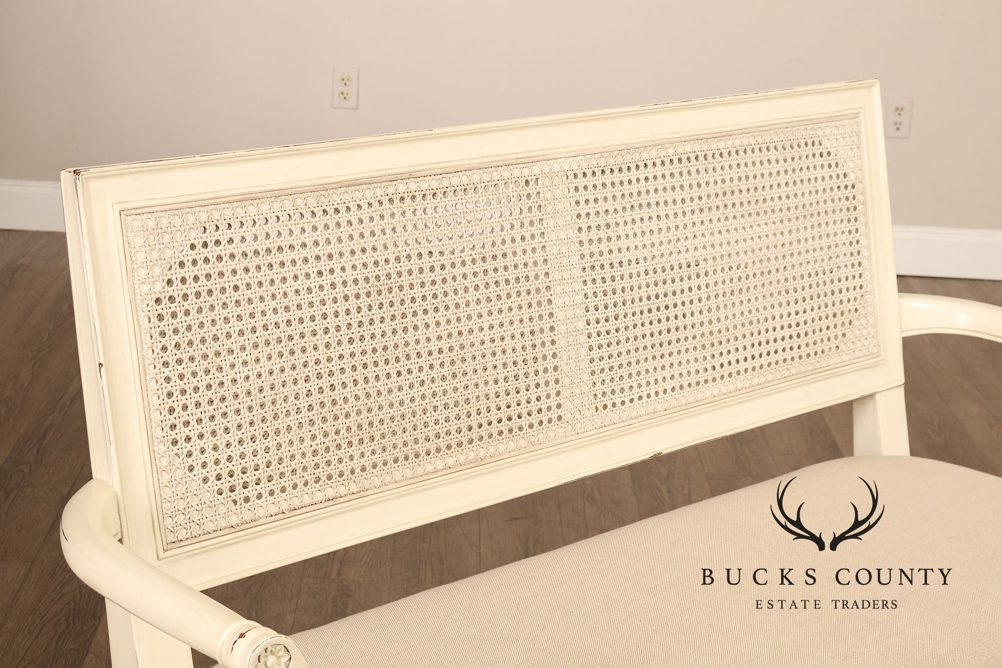 Alden Parkes Country French Louis XVI Style Caned Back Painted Settee