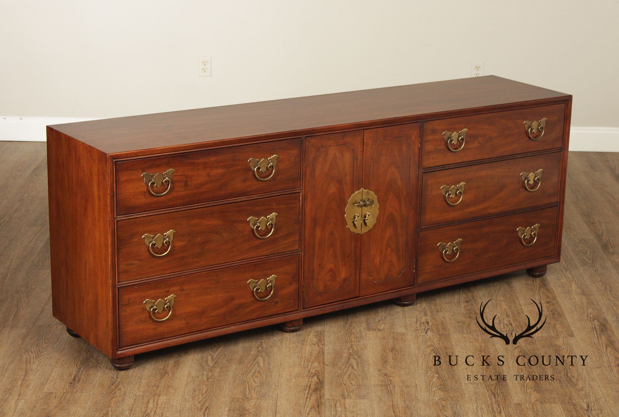 Henredon Chinoiserie Style Mahogany Triple Dresser