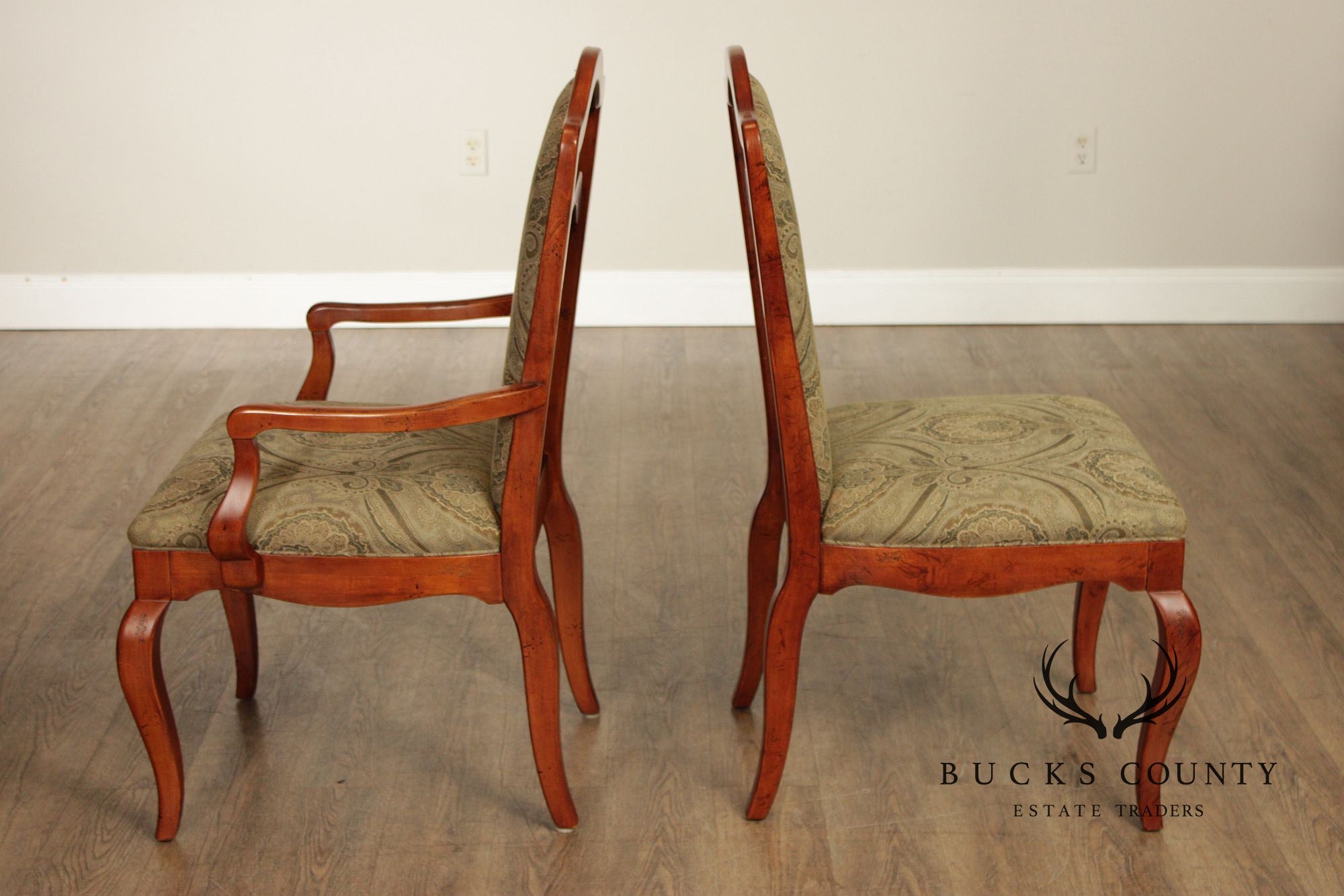 Hickory White Italian Provincial Set Of Eight Upholstered Dining Chairs