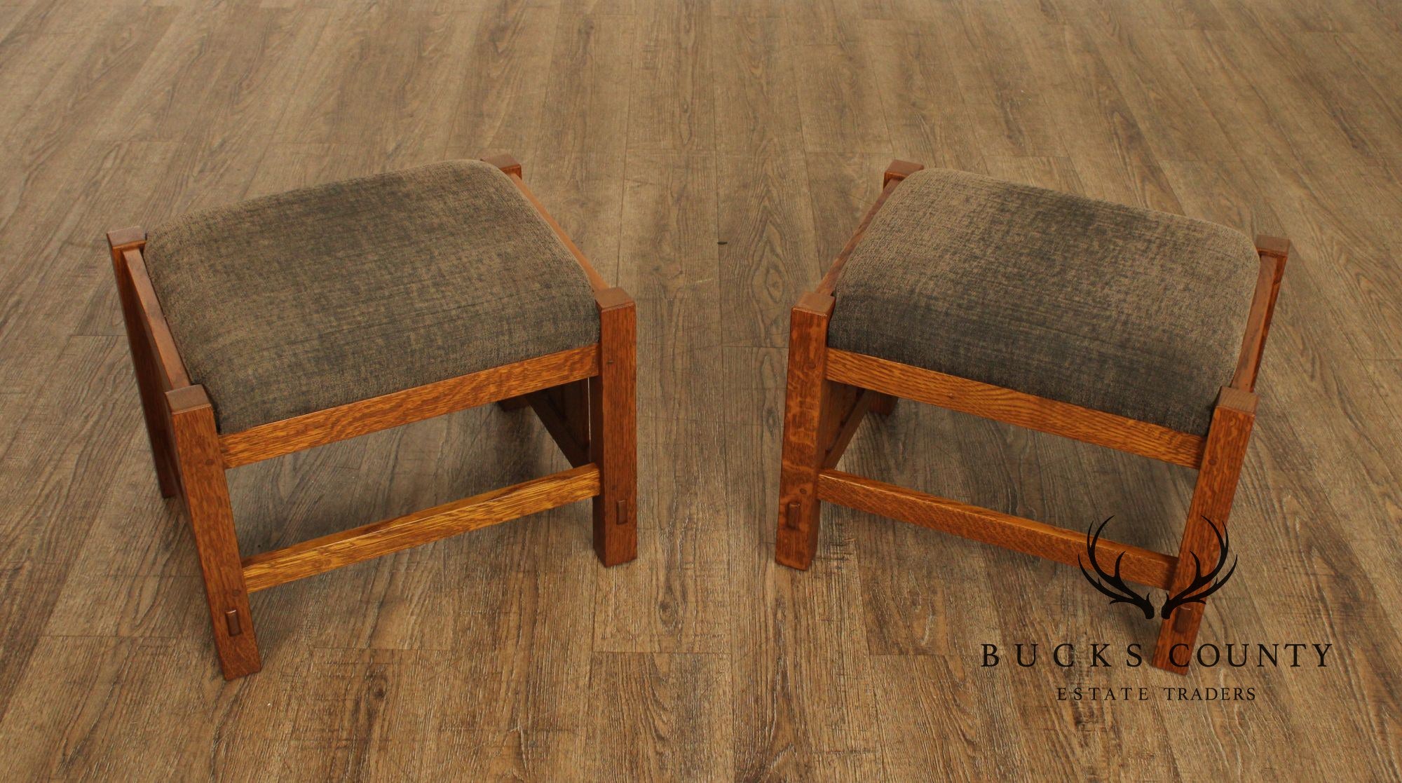 Stickley Mission Collection Pair of Oak Footstools