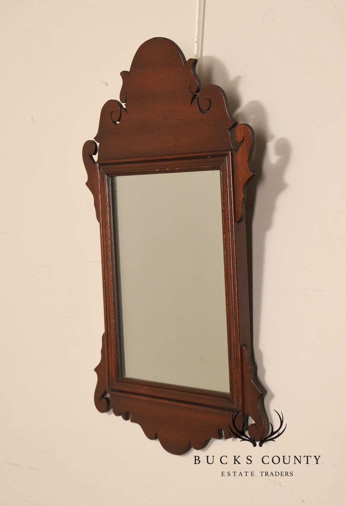 Henkle-Harris Chippendale Style Mahogany Scrollwork Wall Mirror