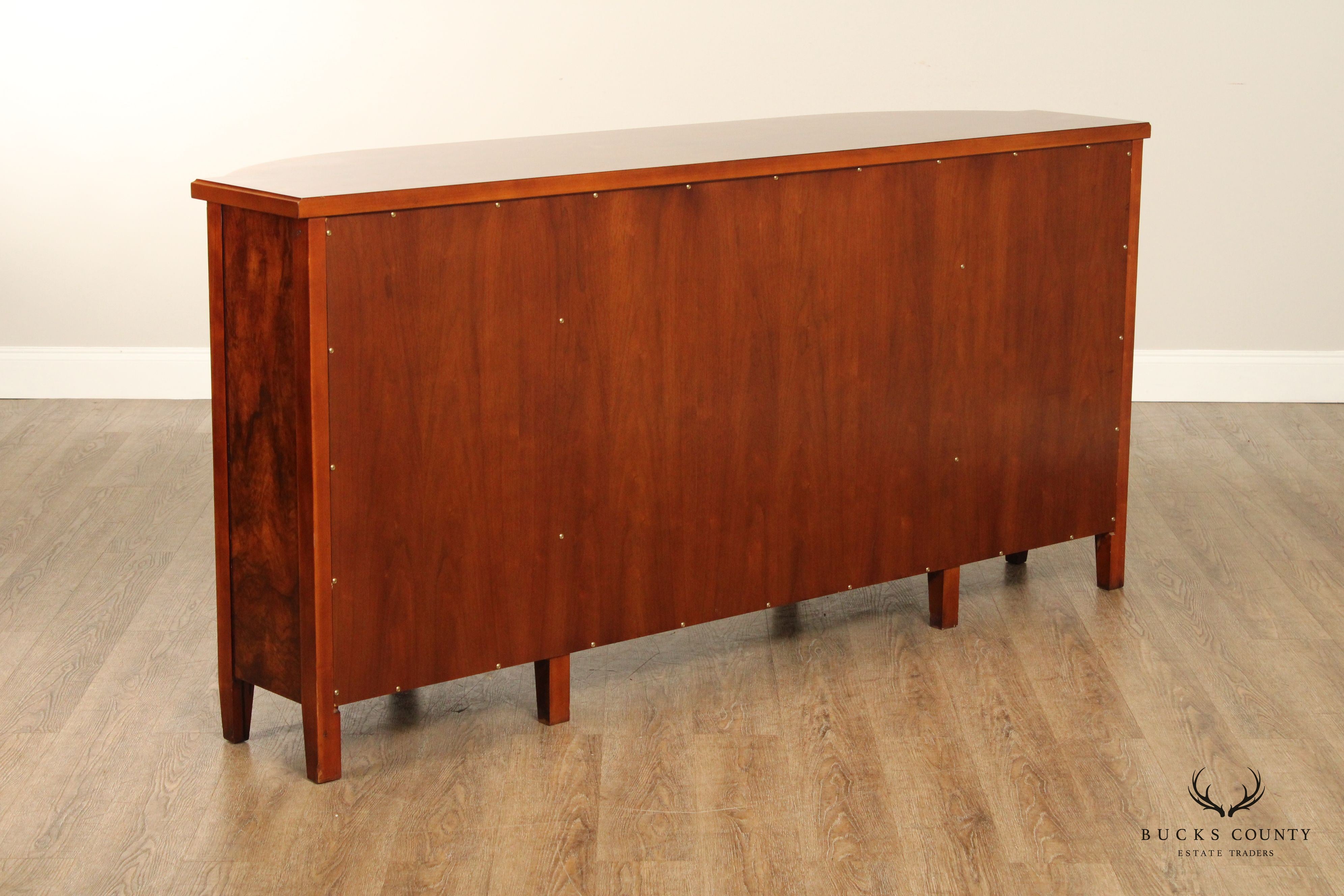 John Widdicomb Neoclassical Style Burled Walnut Credenza