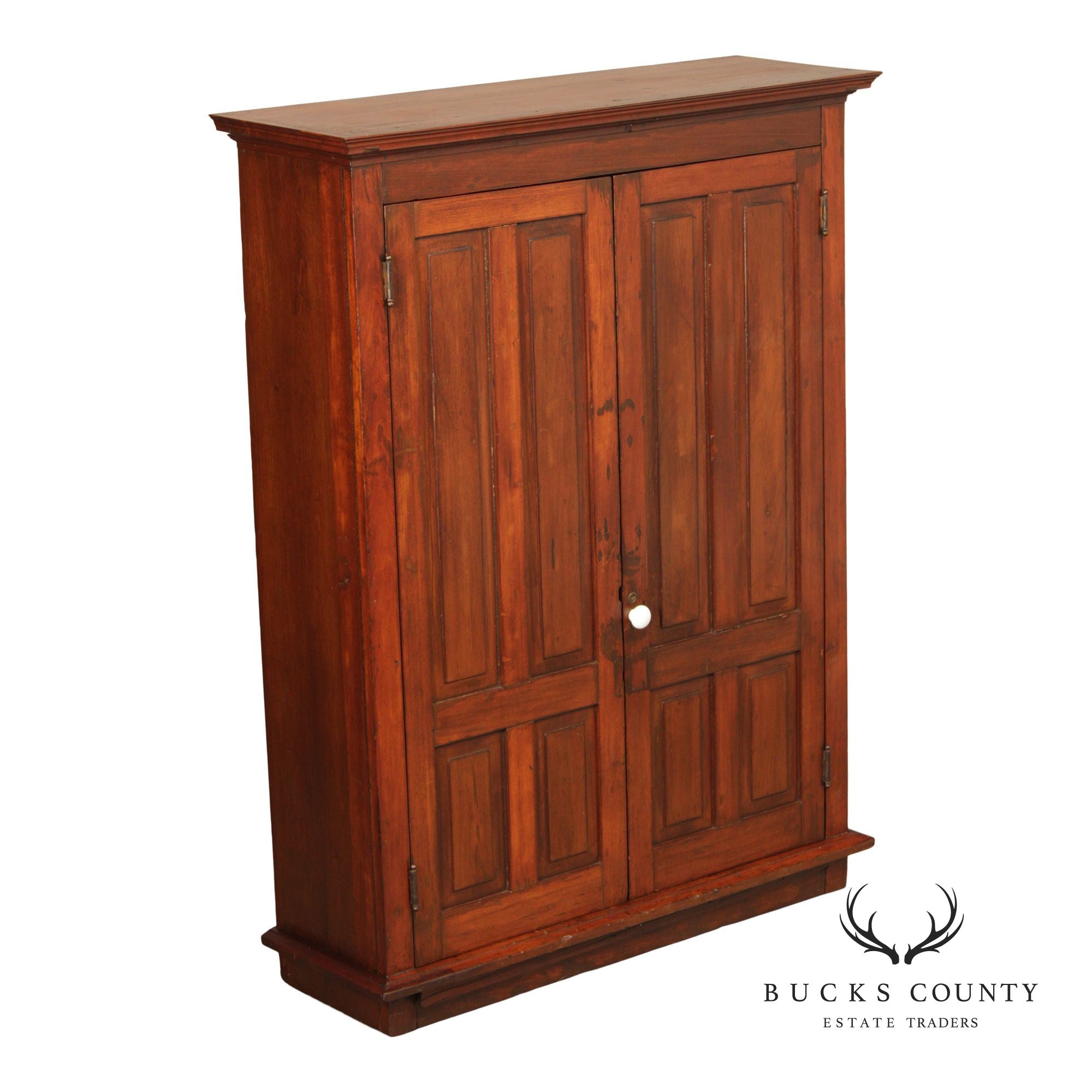 Antique Country Pine Two Door Pantry Cupboard