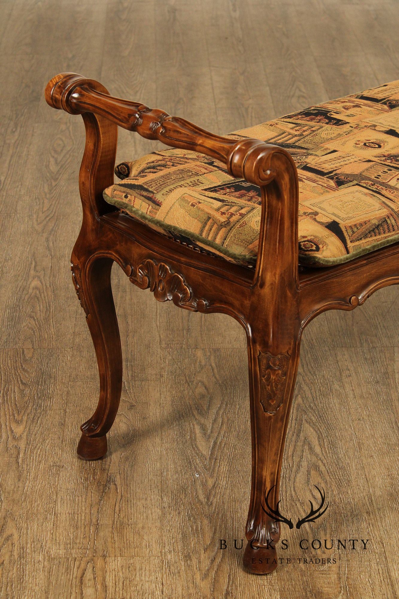 Italian Provincial Style Caned Seat Bench