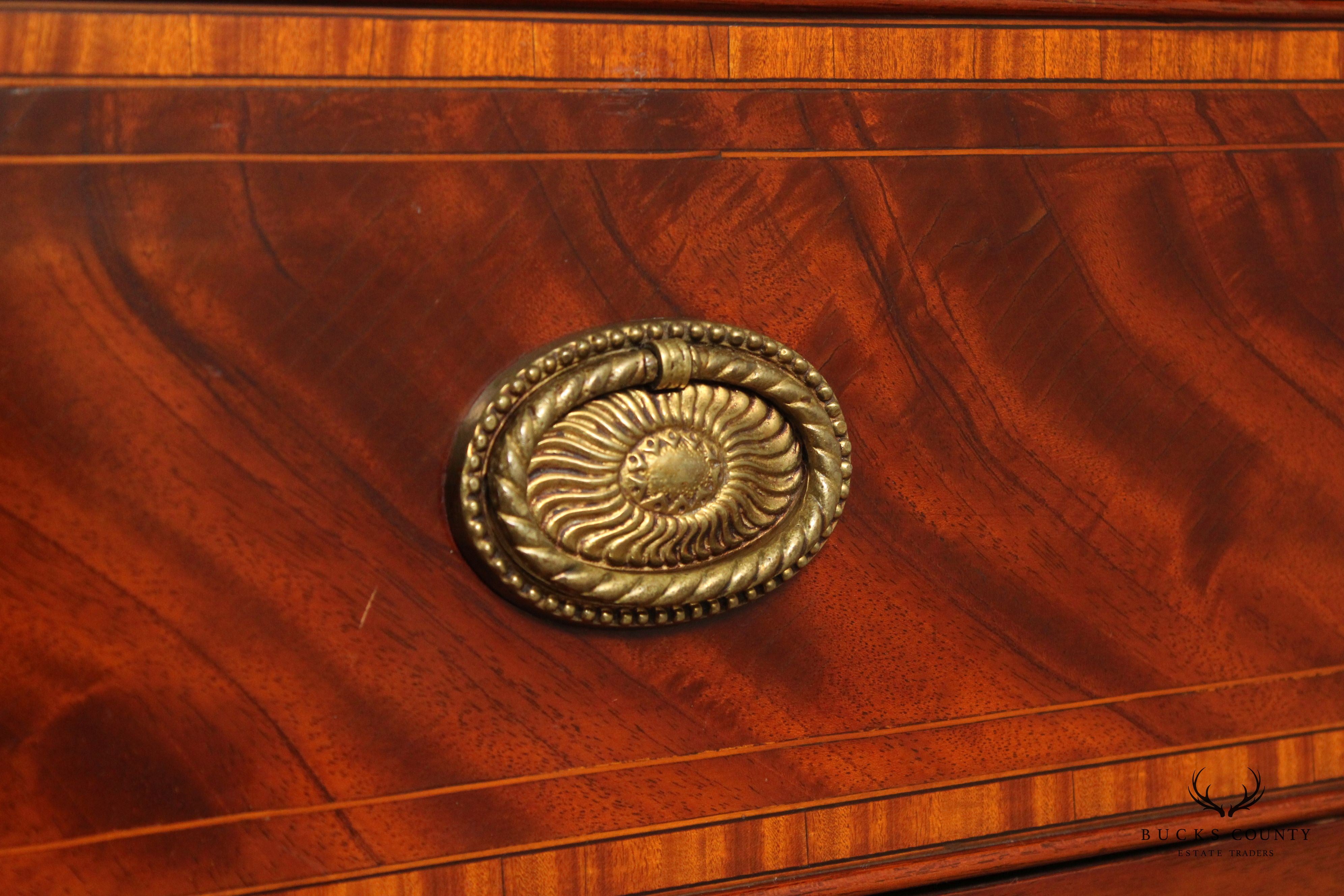 Antique English Federal Inlaid Mahogany Bowfront Sideboard