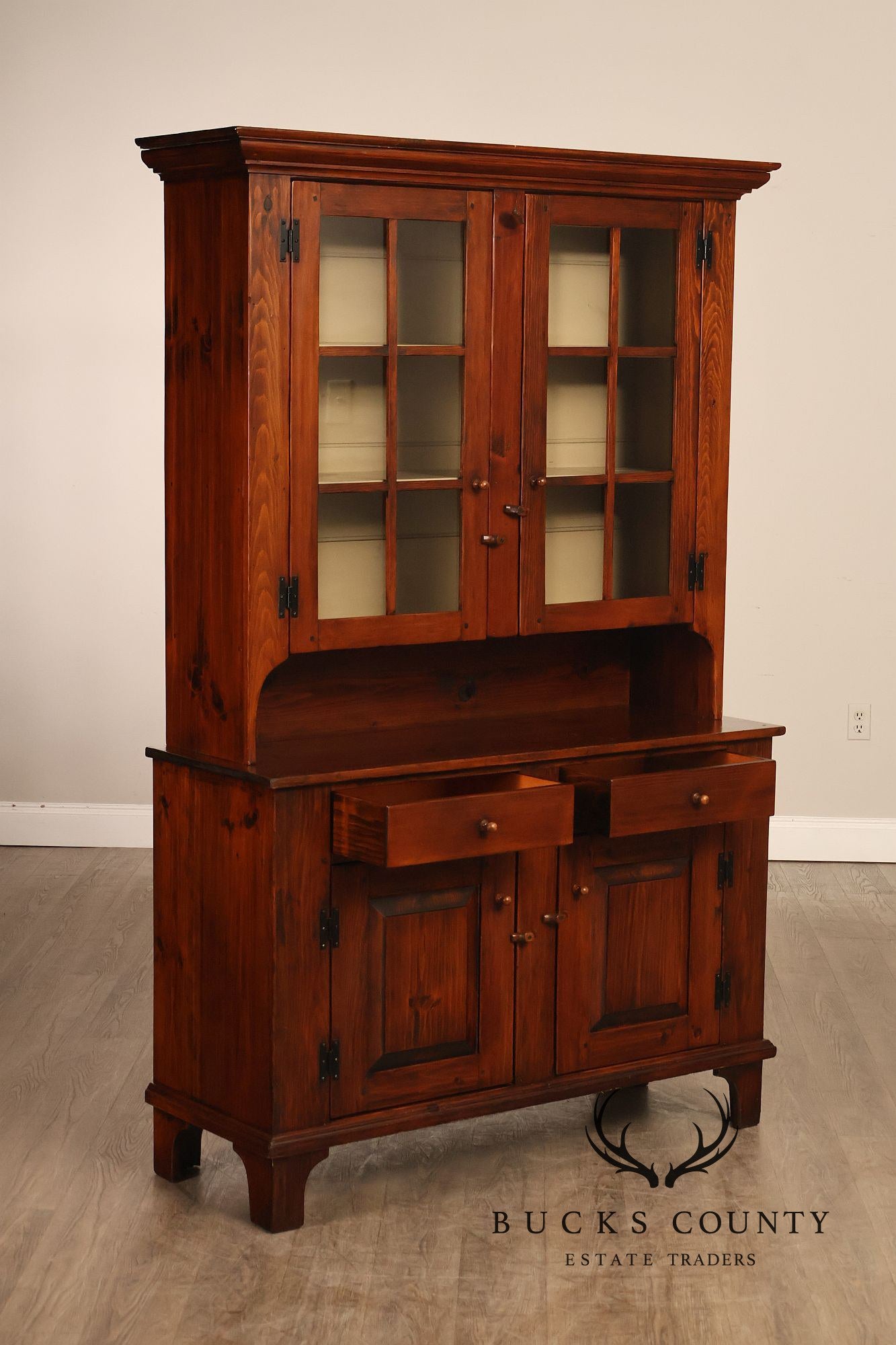 Stephen Von Hohen Pine Two Piece Stepback Cupboard
