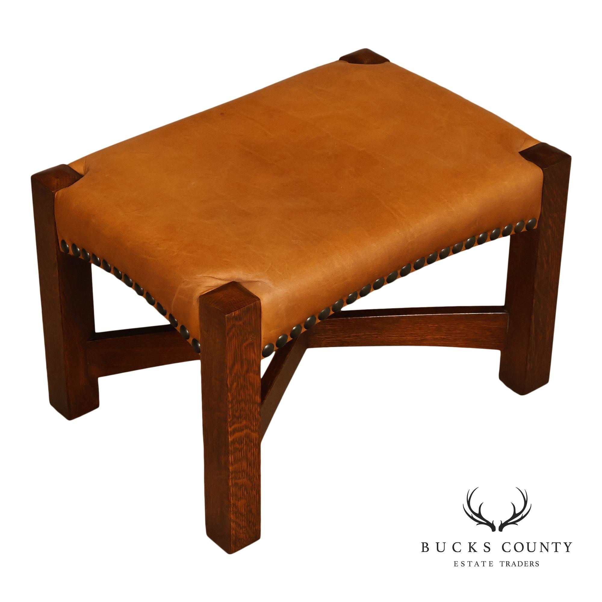 Stickley Mission Collection Oak and Leather Eastwood Footstool