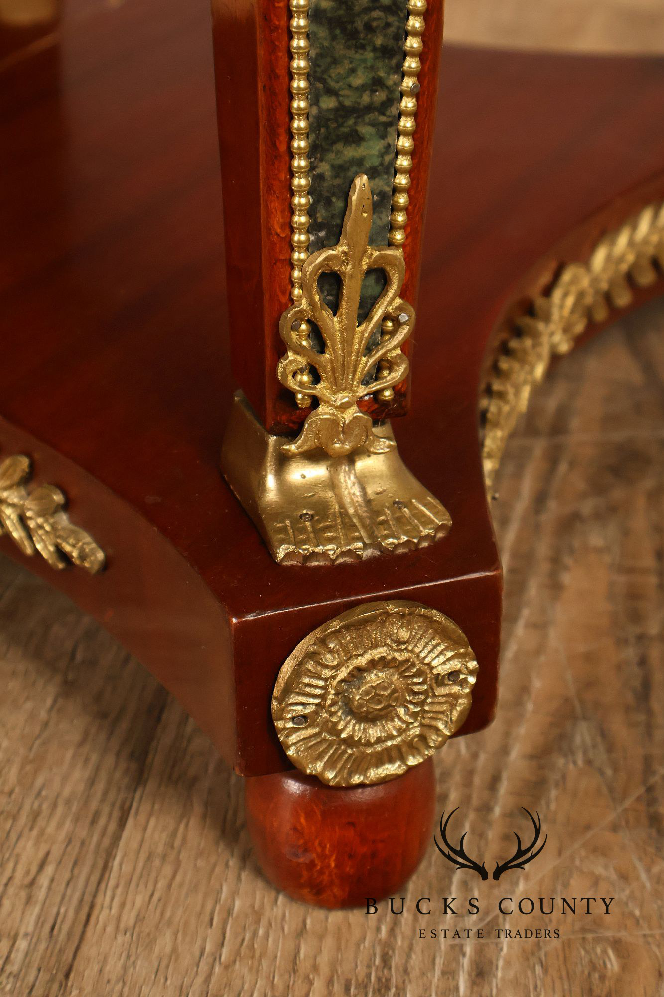 French Empire Style Pair Of Round Marble Top Ormolu Mounted Side Tables