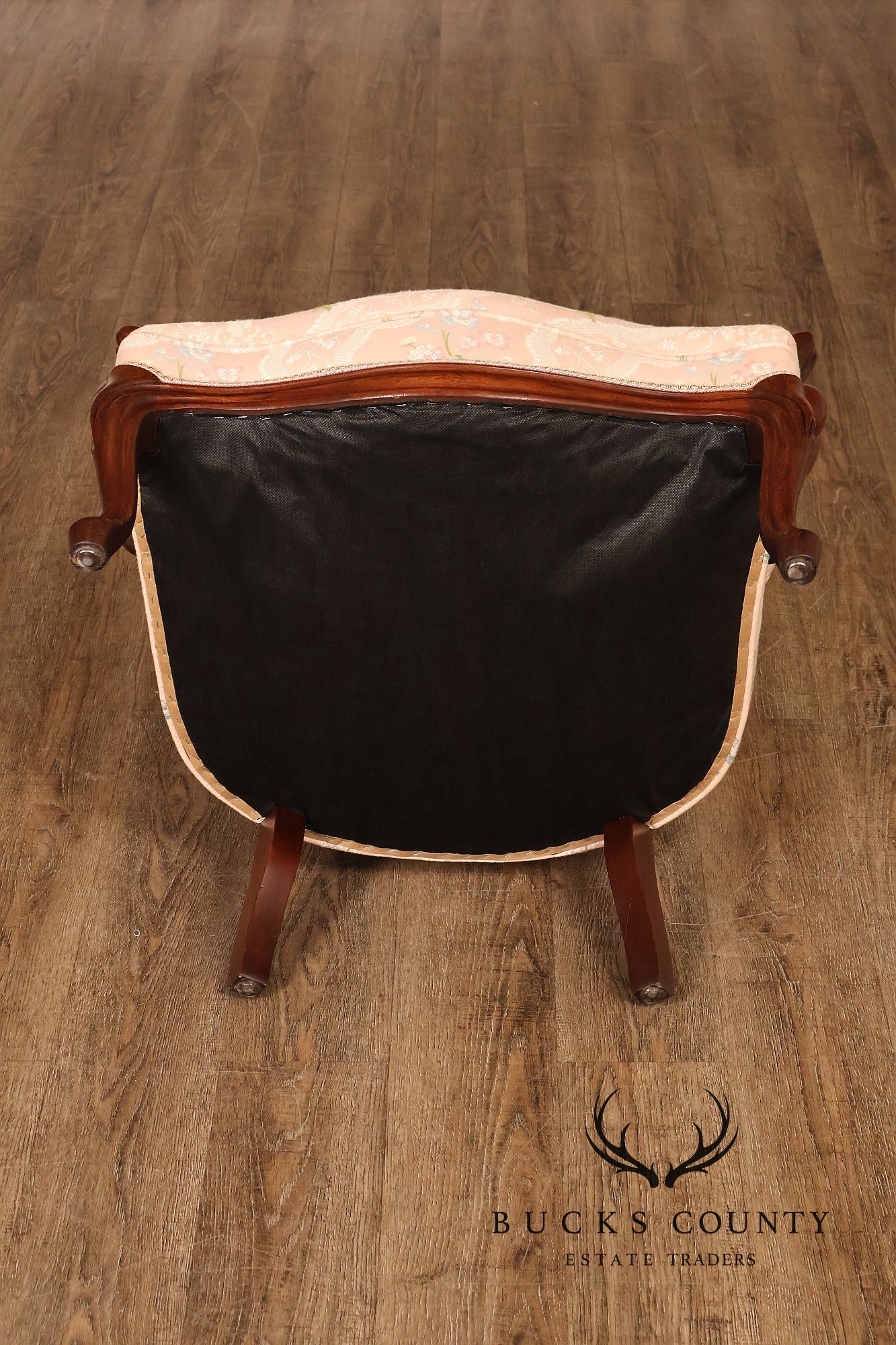 Antique Victorian Walnut Pair Of His And Hers Parlor Armchairs