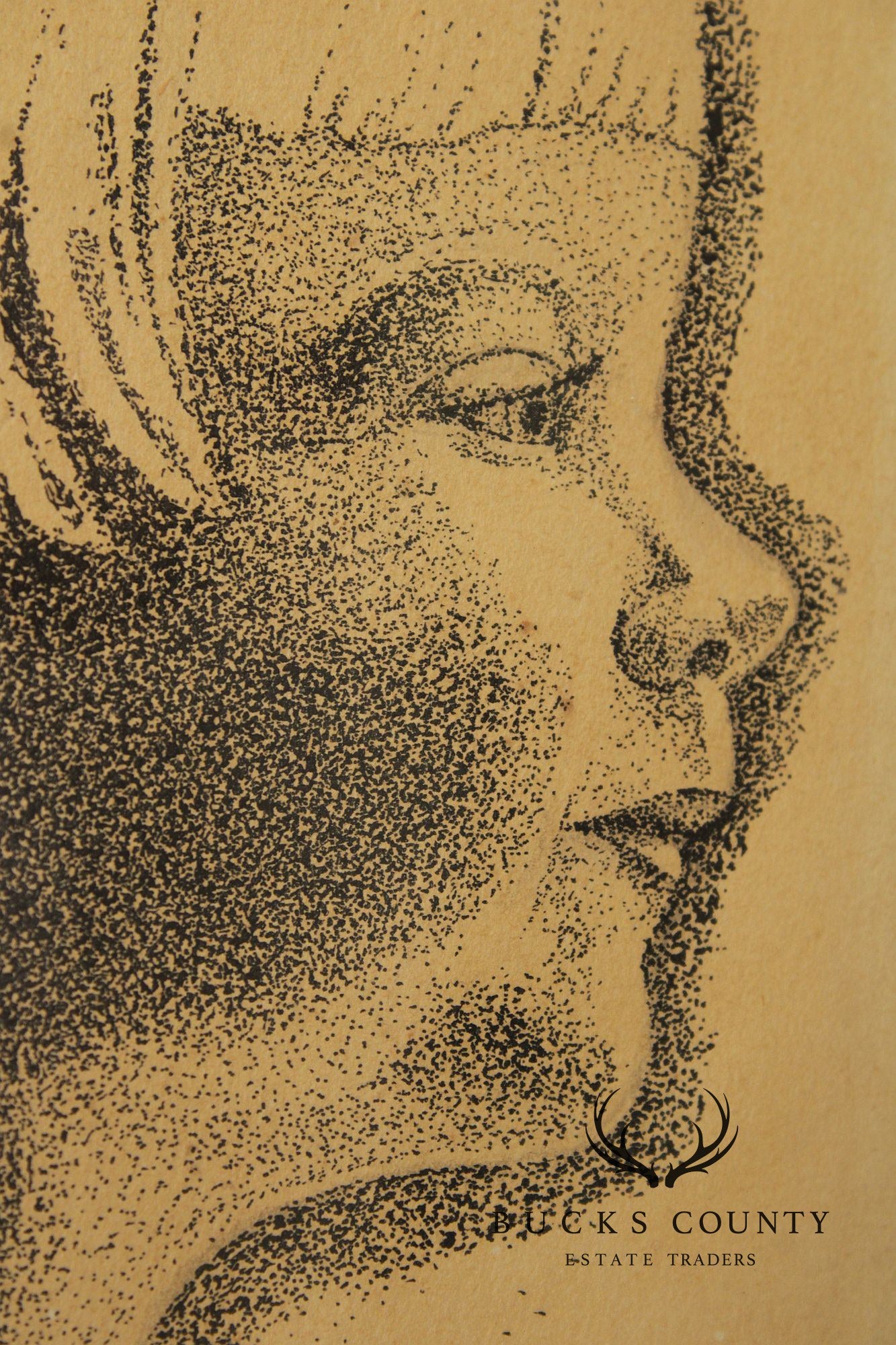 Davetta Greenberg Ink Stipple Drawing, Child's Portrait