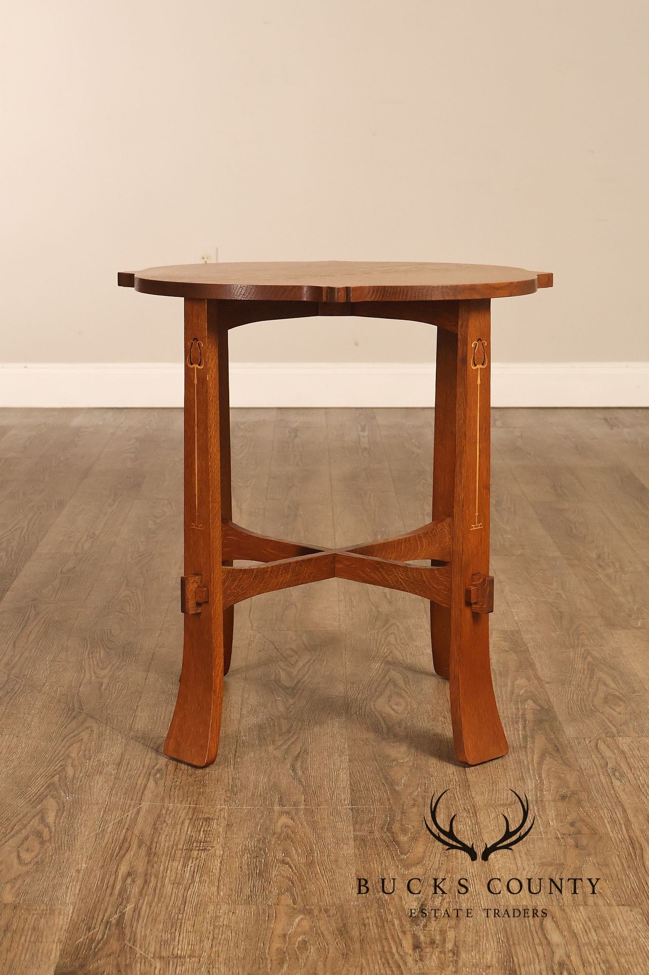 Stickley Mission Collection Harvey Ellis Inlaid Oak Tea Table