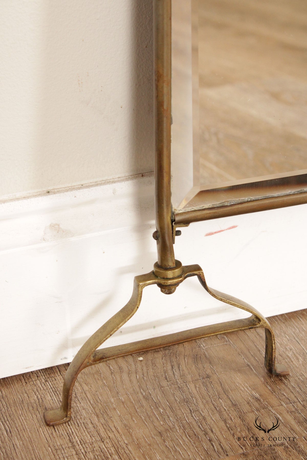 Antique Victorian Brass Beveled Mirror Fireplace Screen