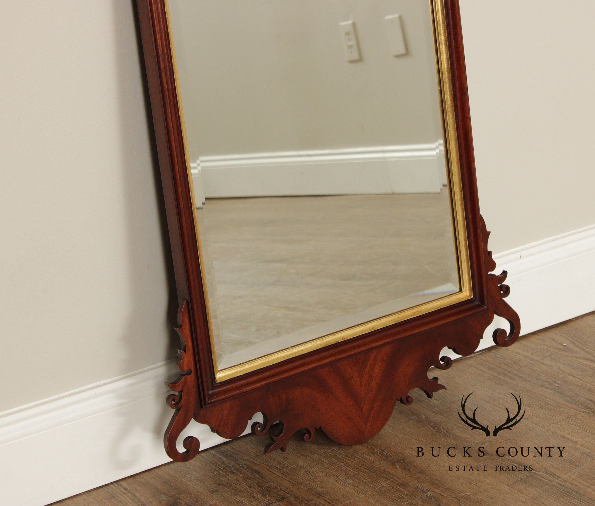 Southampton Chippendale Style Partial Gilt Mahogany Wall Mirror