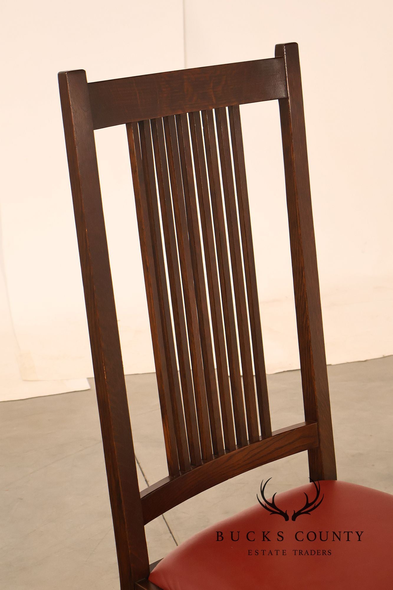 Stickley Mission Collection Set Of Four Oak High Back Spindle Dining Chairs